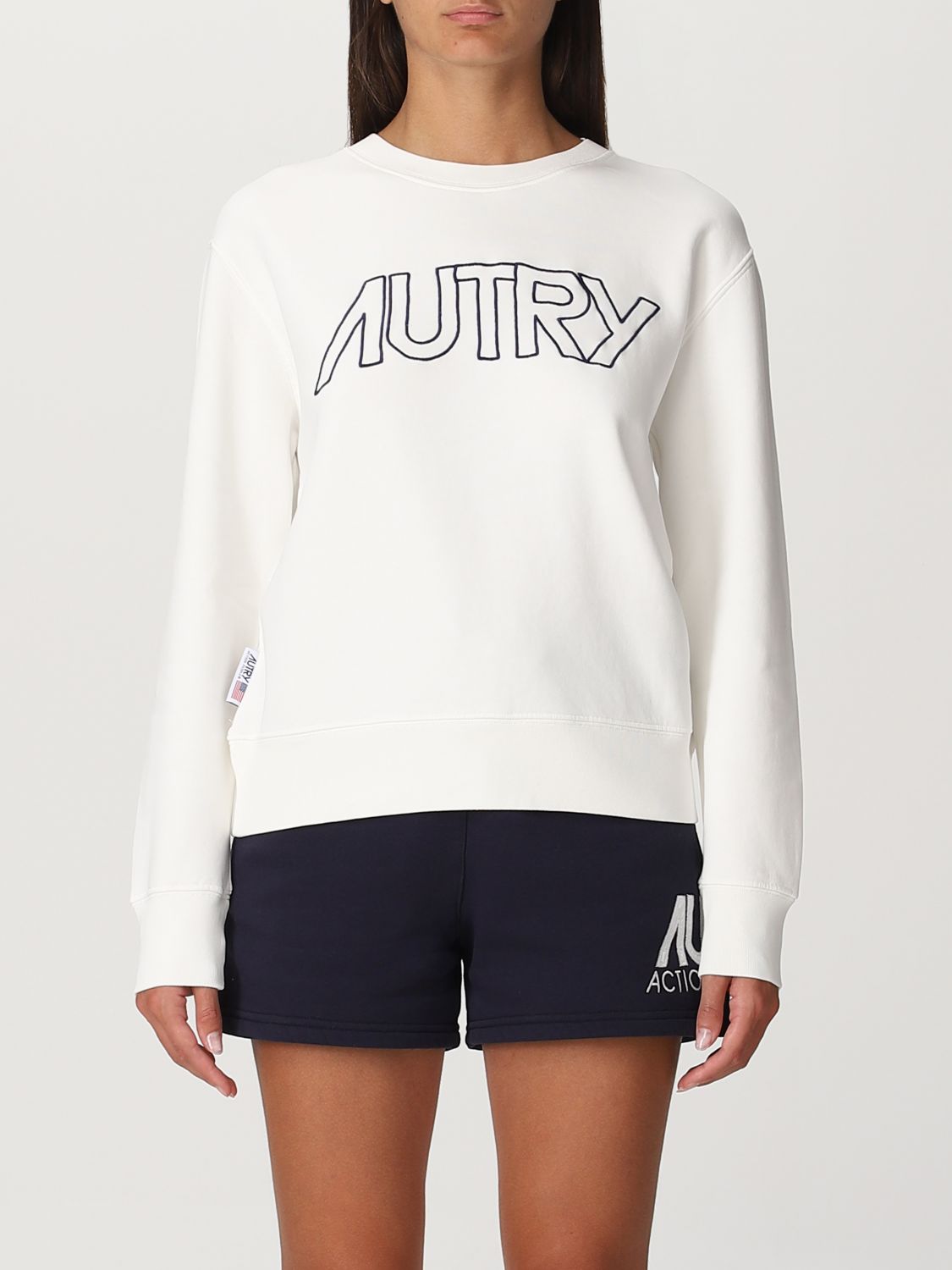 Shop Autry Cotton Sweatshirt With Embroidered Logo In White