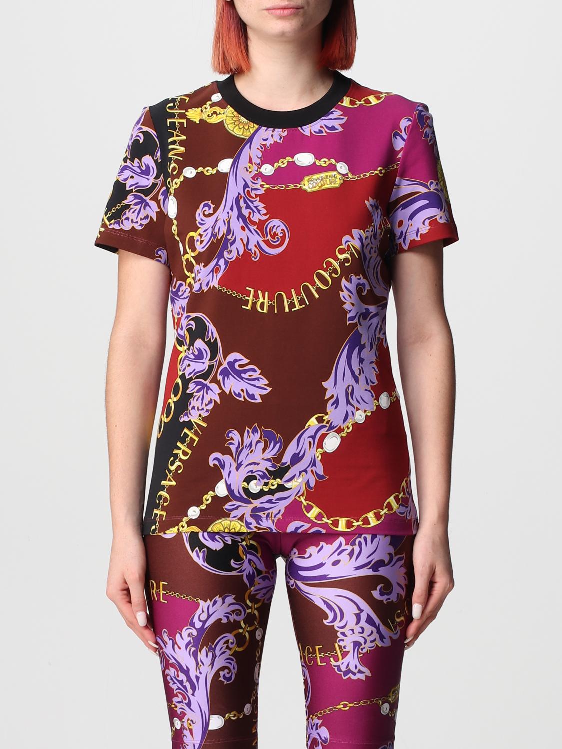 VERSACE JEANS COUTURE T-shirt in printed cotton blend　VERSACE JEANS COUTURE プリント コットン ブレンド T シャツ VERSACE