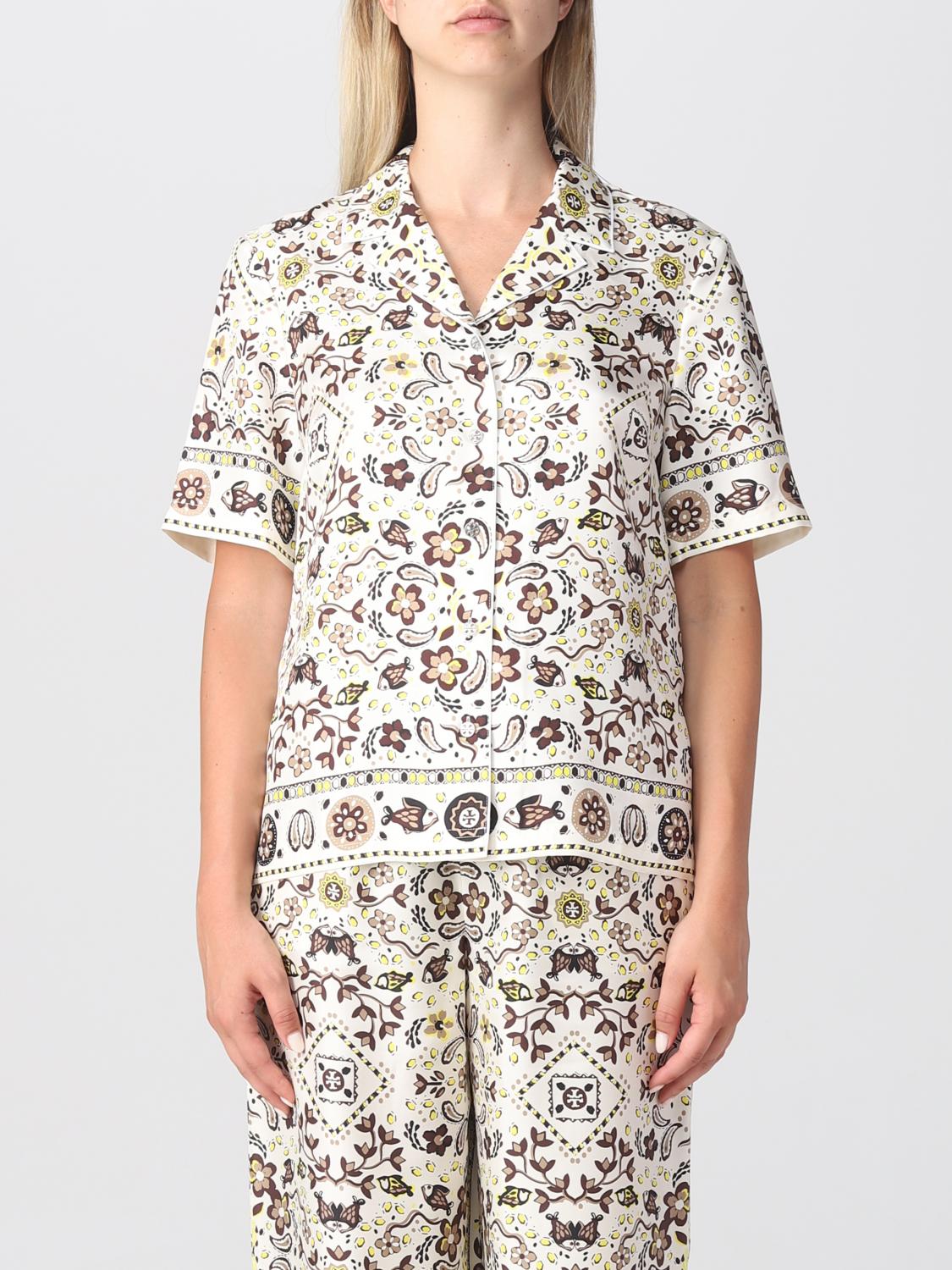 Tory Burch Printed Silk Bowling Shirt In Multicolor