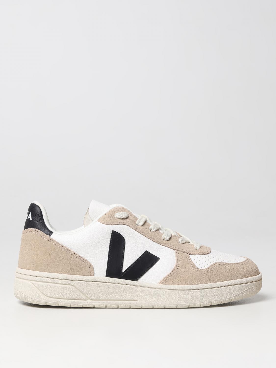 Veja V-10 Panelled Low-top Sneakers In White