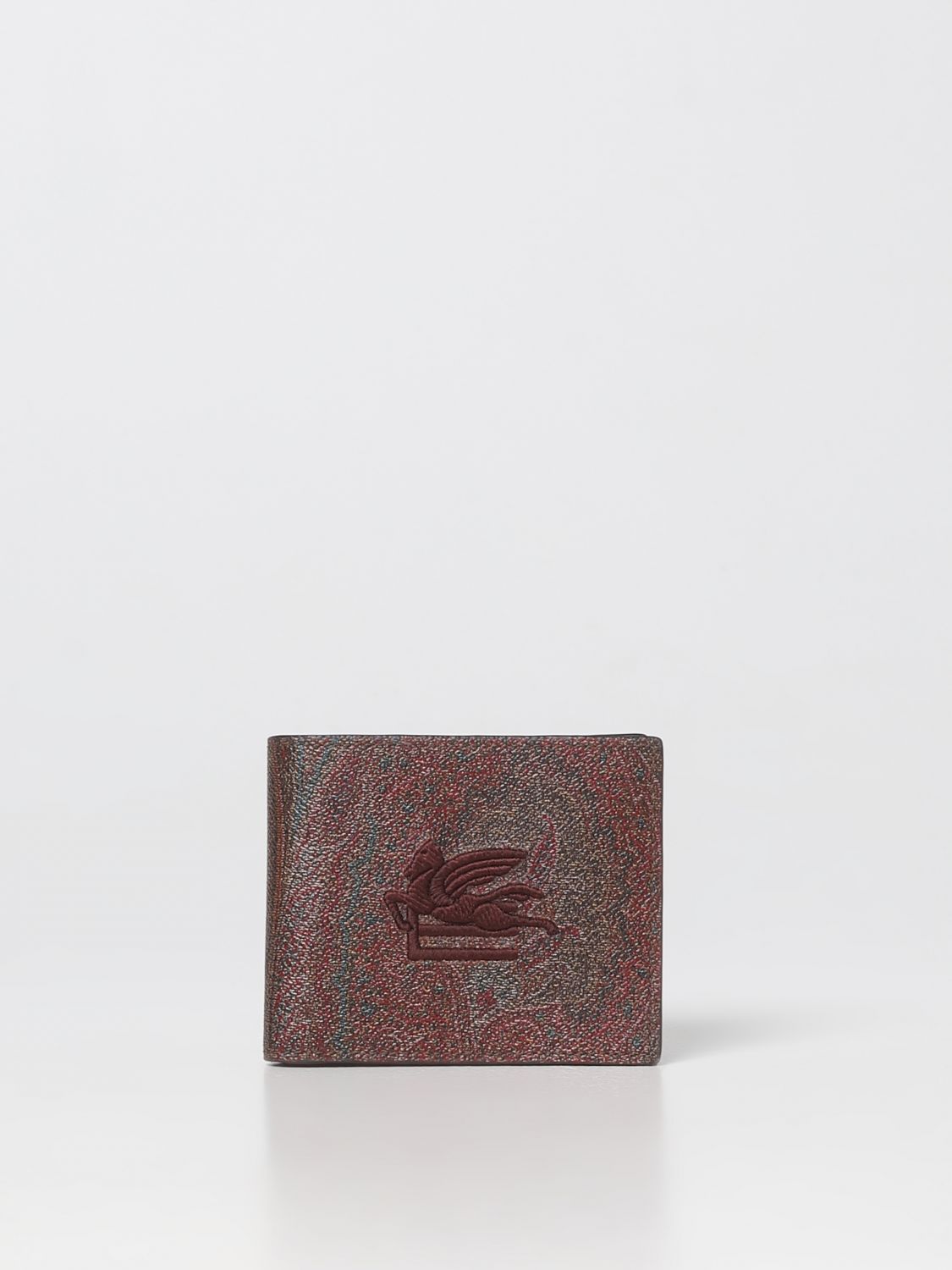 Shop Etro Wallet In Coated Cotton With Embroidered Logo In Red