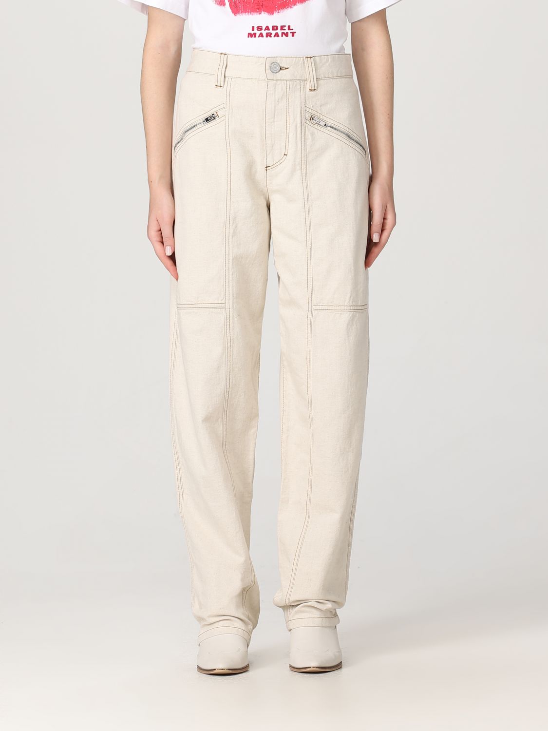 Shop Isabel Marant Jeans In Denim In Beige