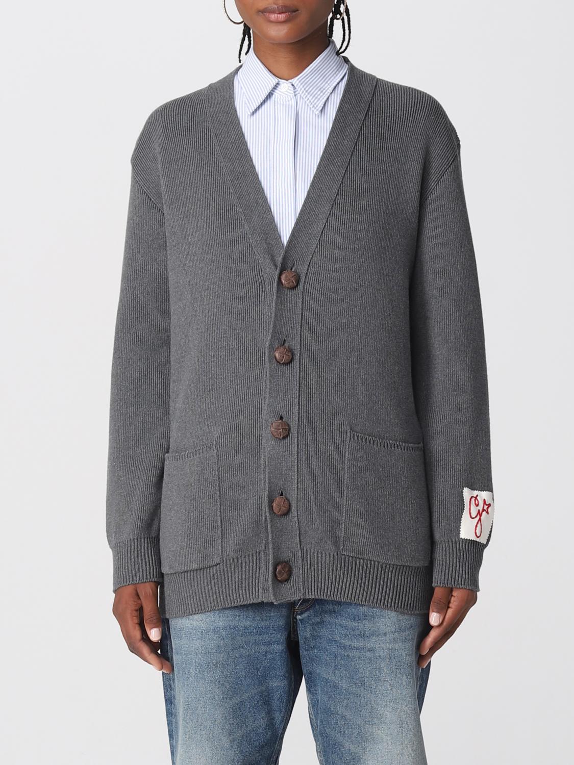 Golden Goose Logo-print Knitted Cardigan In Grey