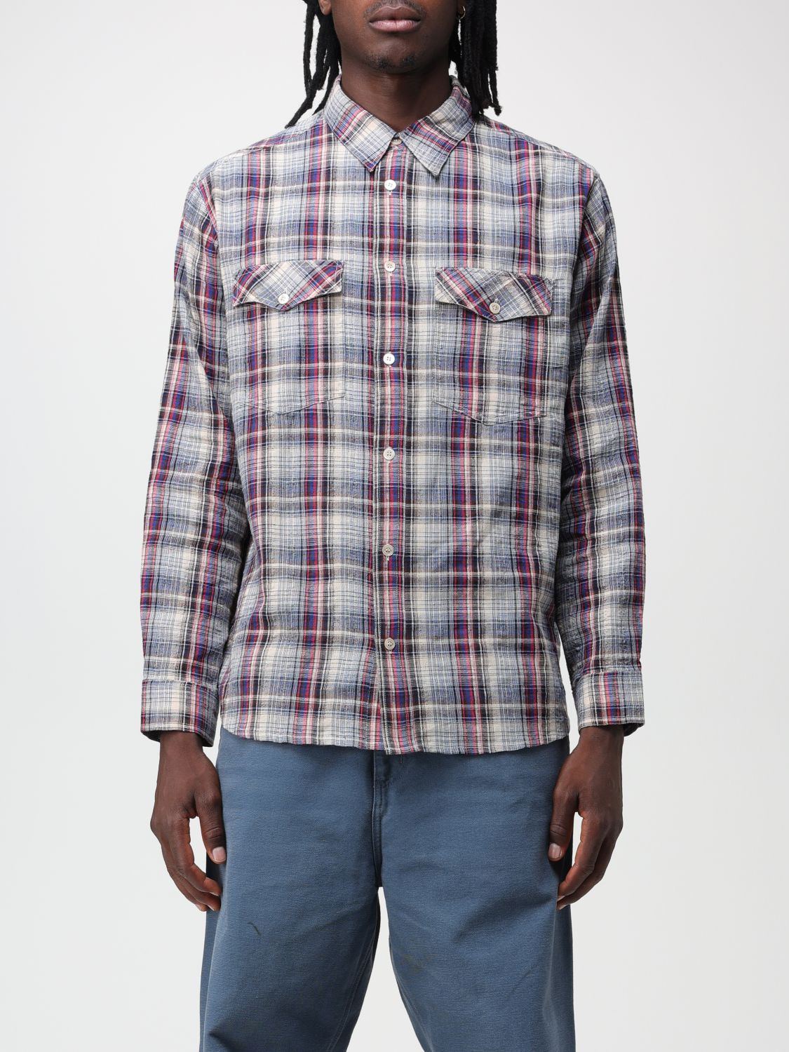 Shop Isabel Marant Étoile Shirt In Cotton With Check Pattern In Blue