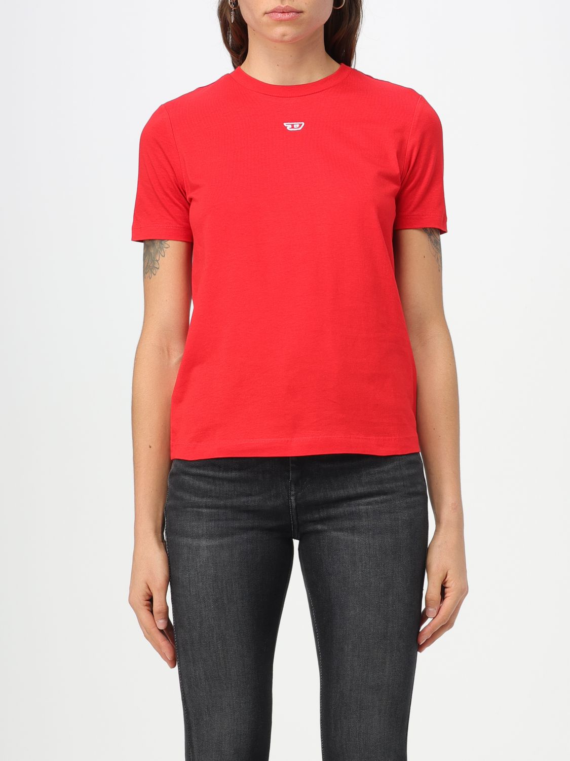 DIESEL COTTON T-SHIRT WITH EMBROIDERED MONOGRAM,E59272014