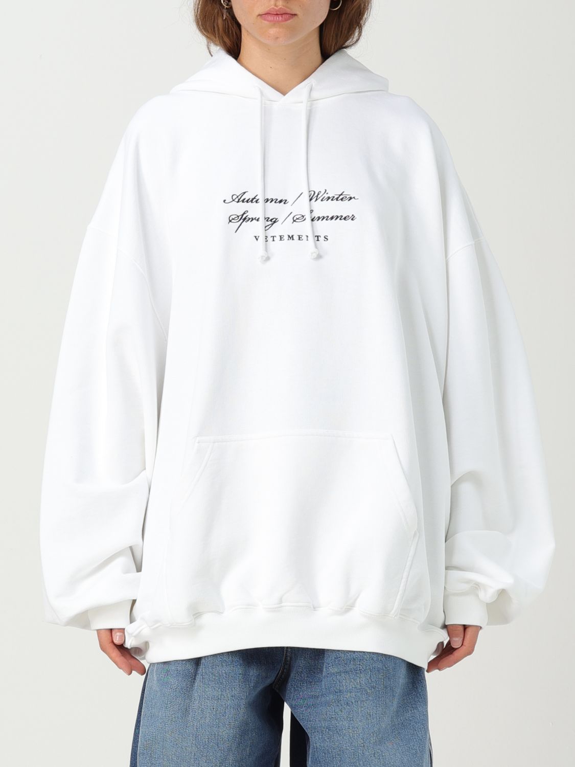 Shop Vetements Sweatshirt  Woman Color White