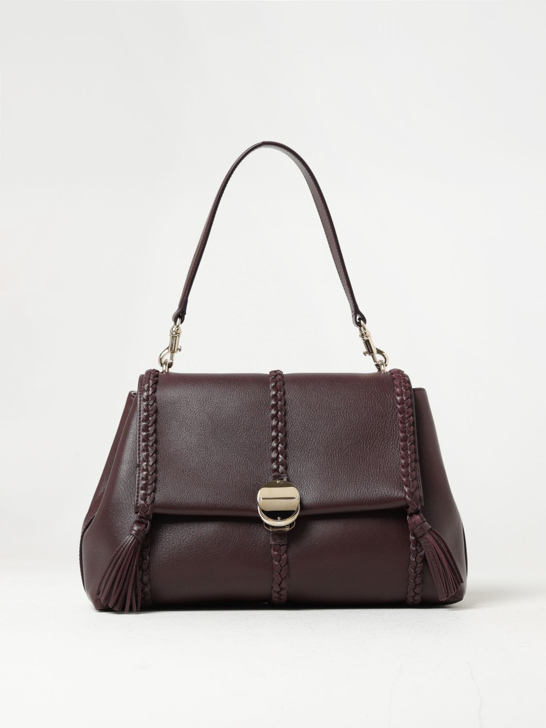 Chloé Penelope Bag In Grained Leather In Violet