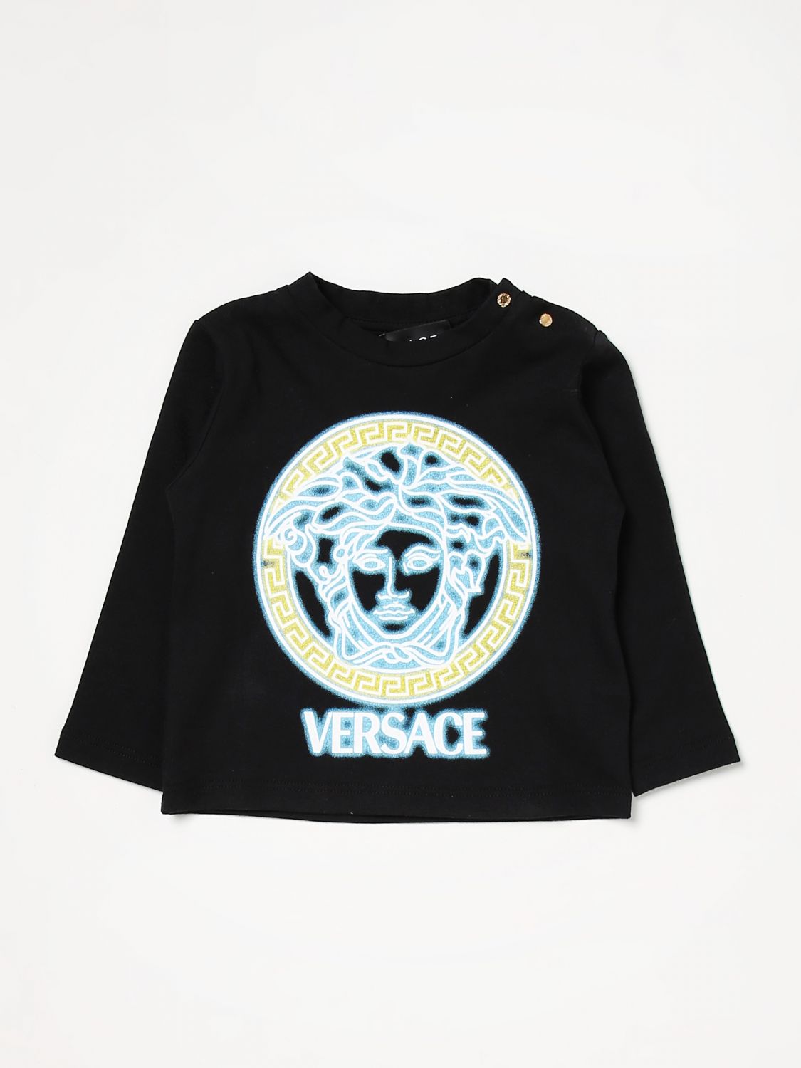 Young Versace Babies' Versace Young T-shirt With Medusa Print In Black