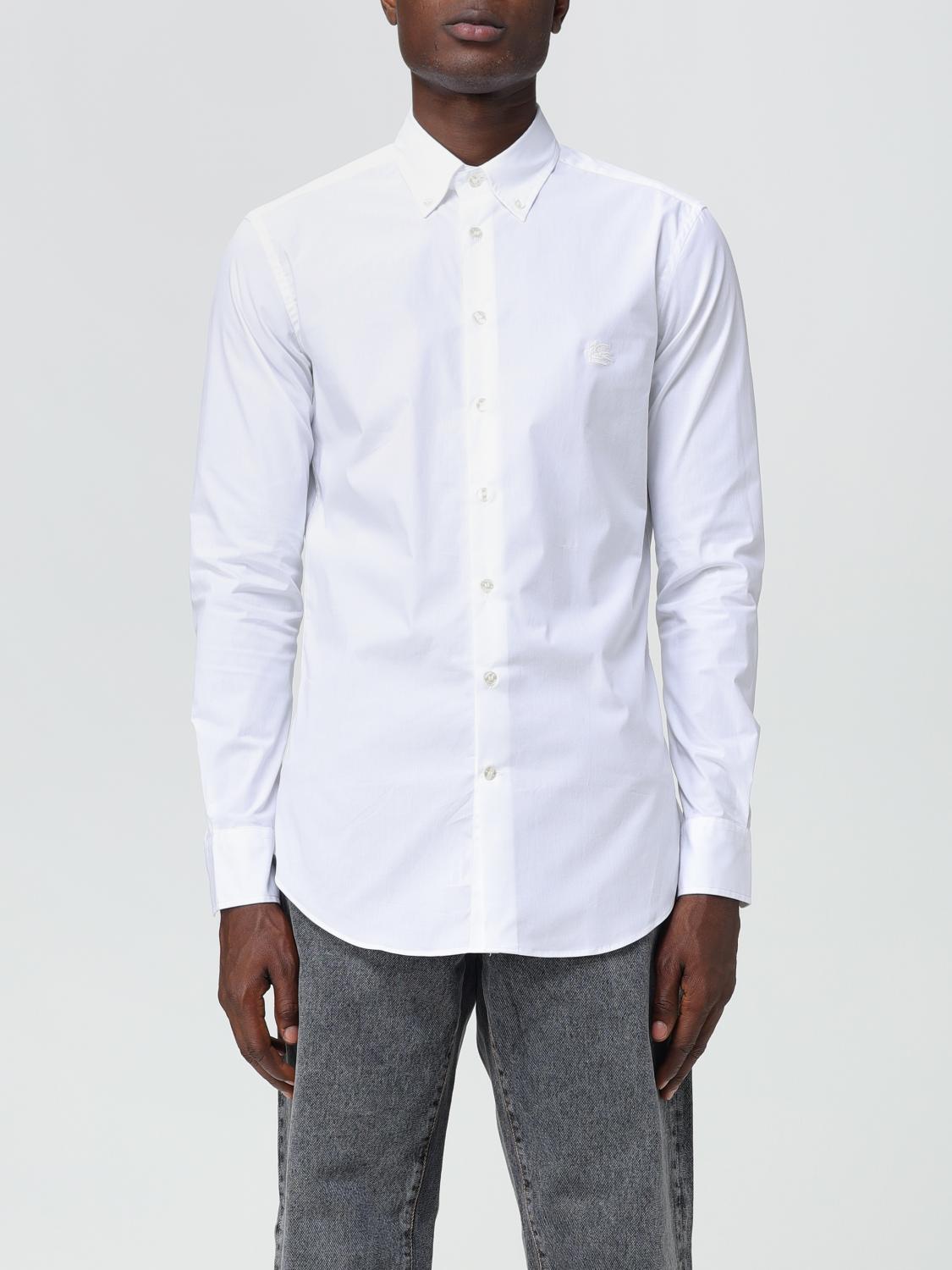 Etro Embroidered-logo Long-sleeved Shirt In White 1