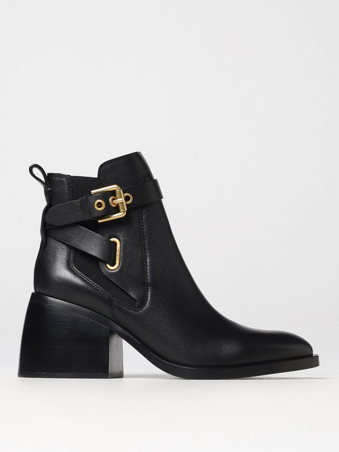 See By Chloé Averi Ankle Boots In Leather With Buckle In Black