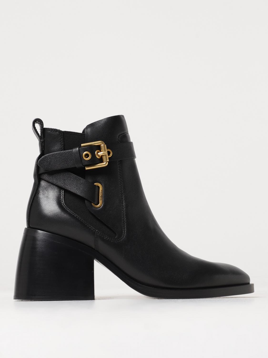See By Chloé Averi ankle boots in leather with buckle