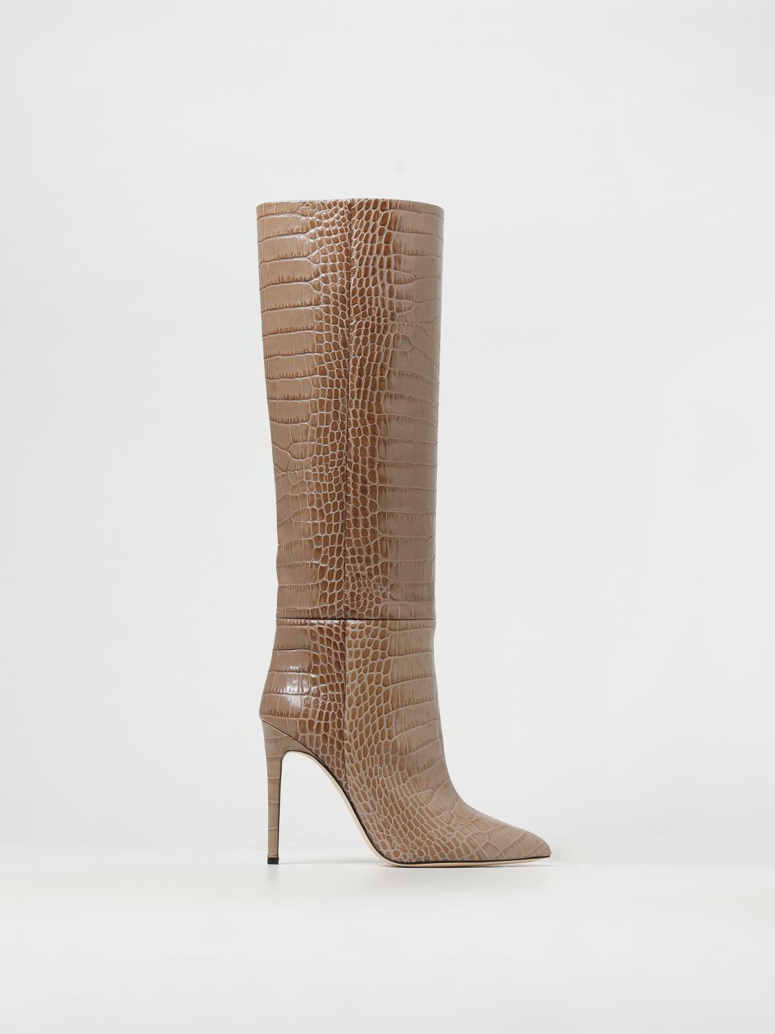 Paris Texas Stiletto Croc-effect Leather Knee Boots In Dove Grey
