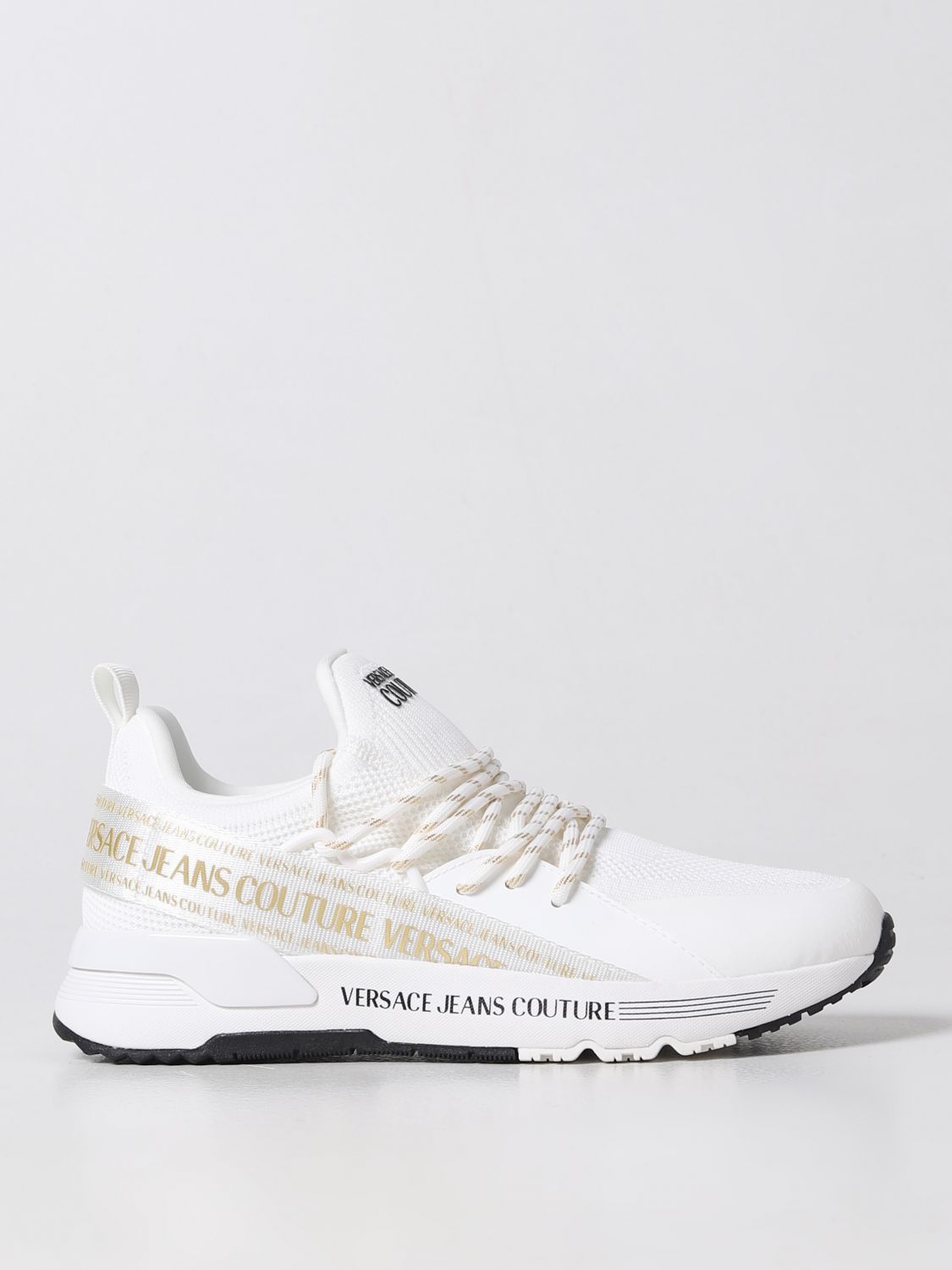 Shop Versace Jeans Couture Sneakers In Mesh In White