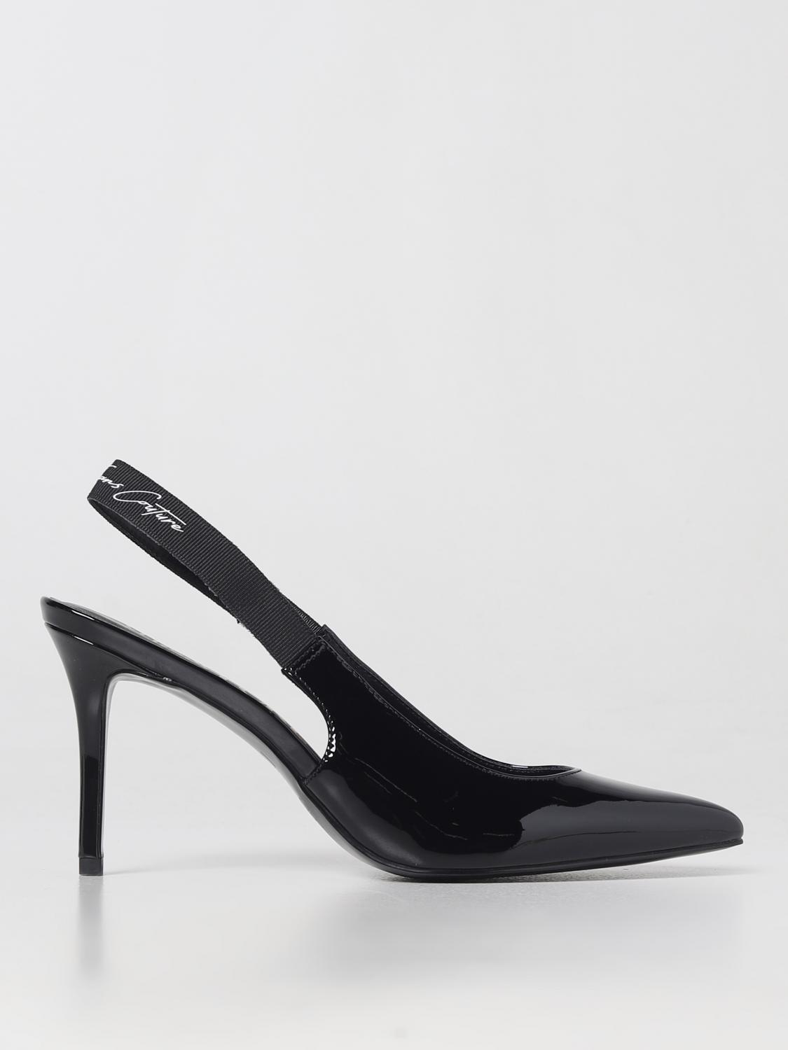 Versace Jeans Couture Patent-finish 90mm Slingback Pumps In Black