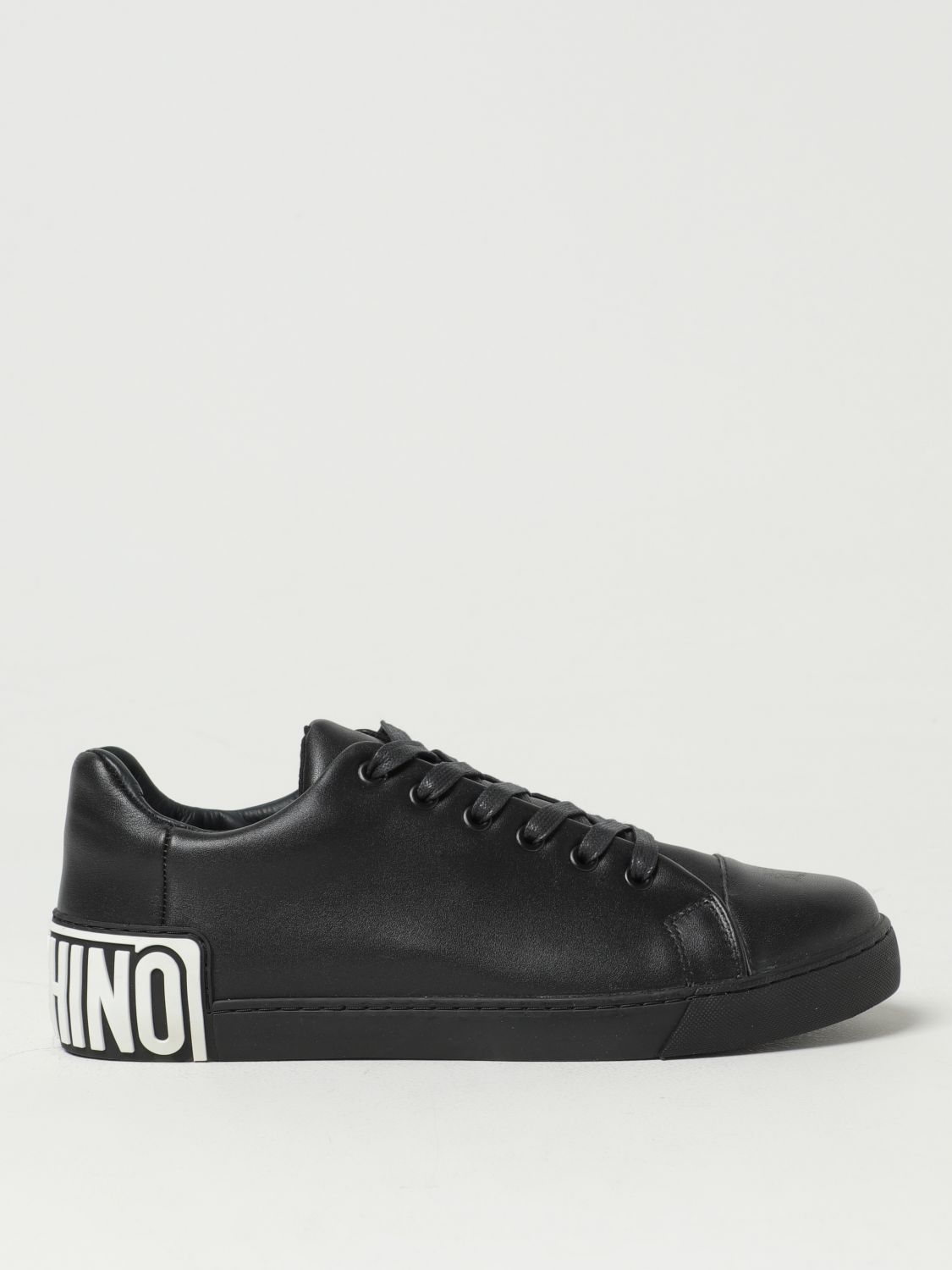 Moschino Couture Leather Sneakers In Black