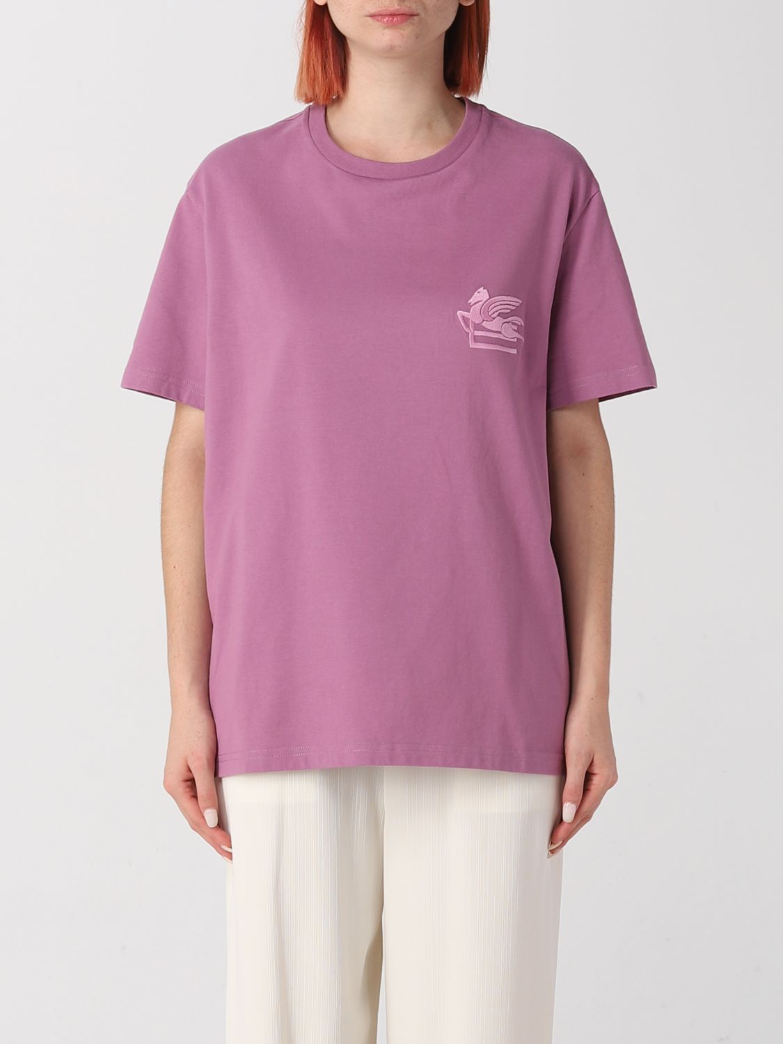 Shop Etro Cotton T-shirt In Pink