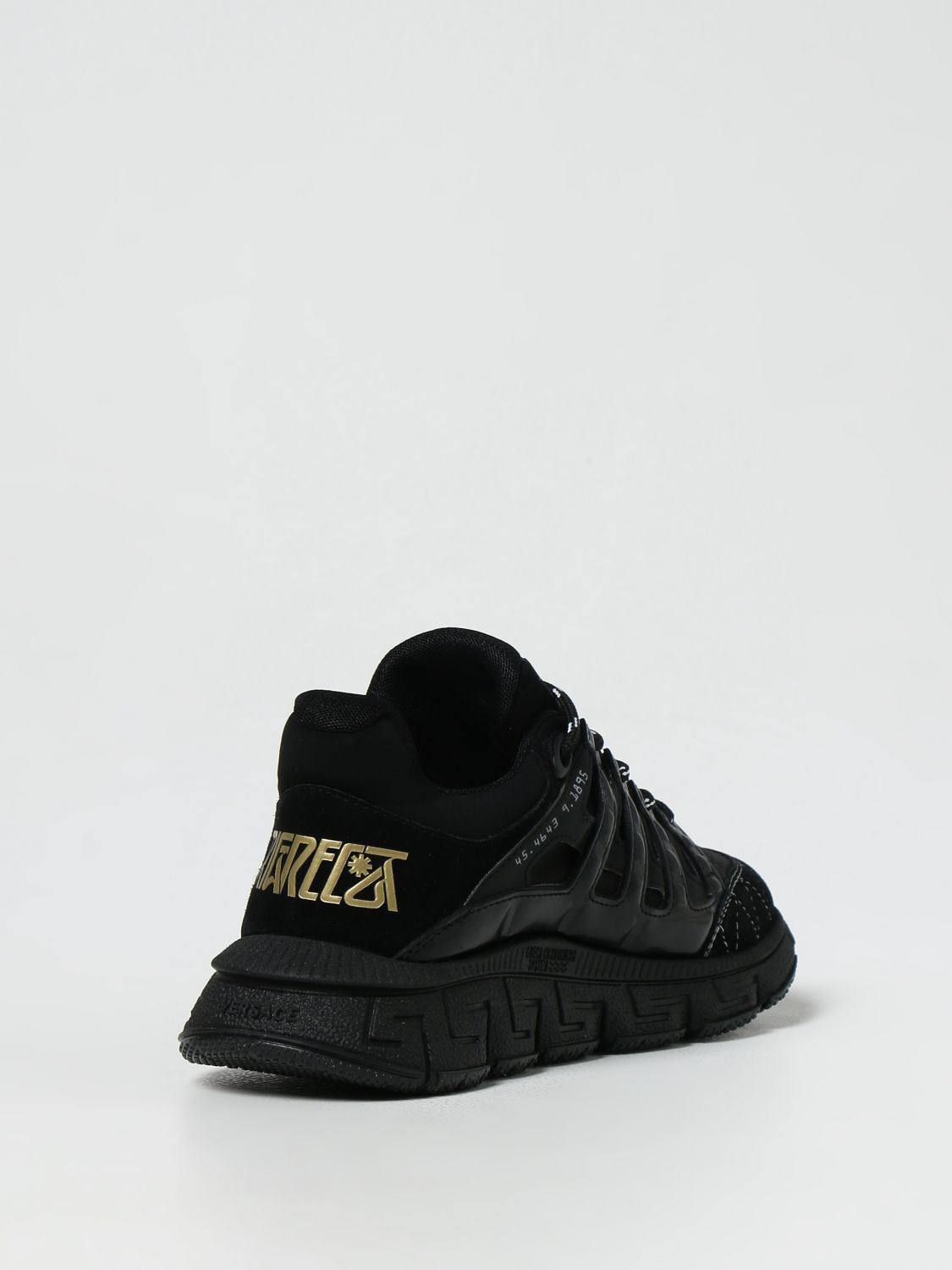 YOUNG VERSACE: Chain reaction Versace Young sneakers in leather and mesh -  Black