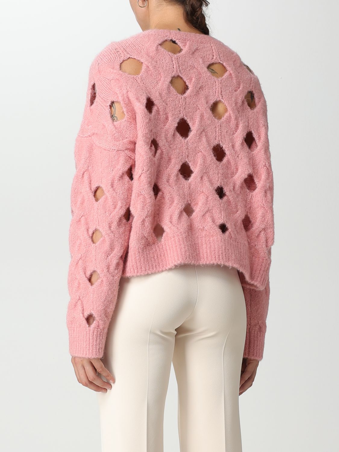 Cropped lurex Monogram sweater PINKO → Shop Online