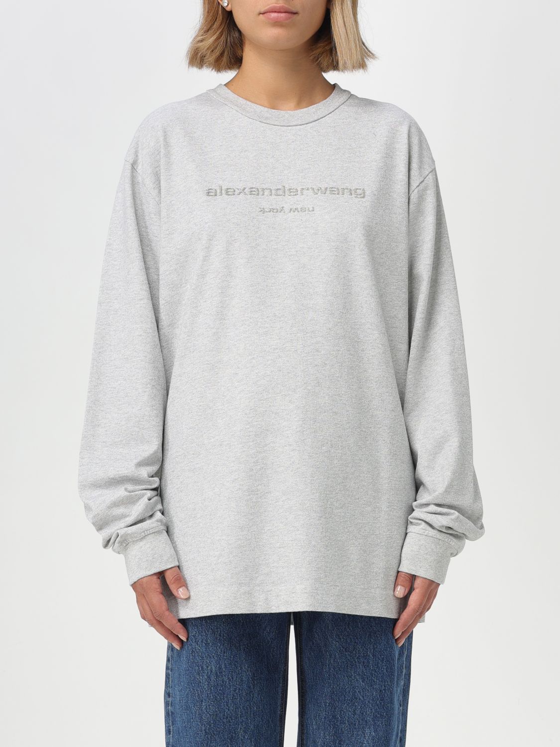 Shop Alexander Wang Cotton T-shirt In Grey