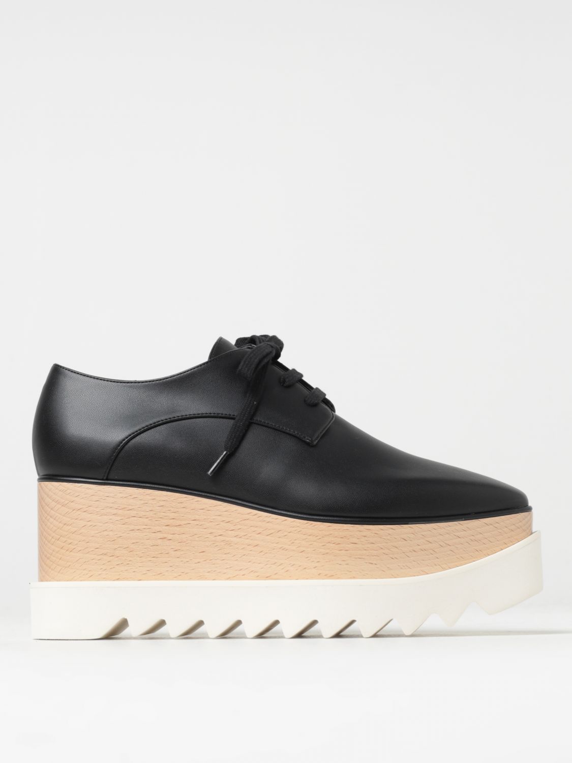 Shop Stella Mccartney Elyse Derby Shoes In Synthetic Leather With Wedgeshoes In Black