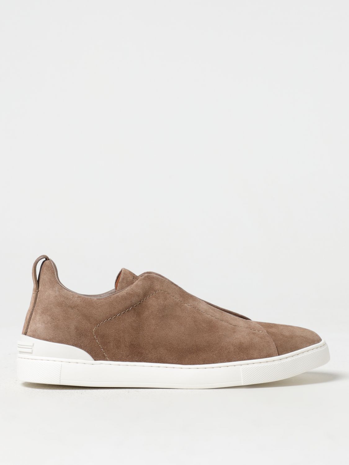 Zegna Triple Stitch™ Low Top Suede Sneakers In Dove Grey