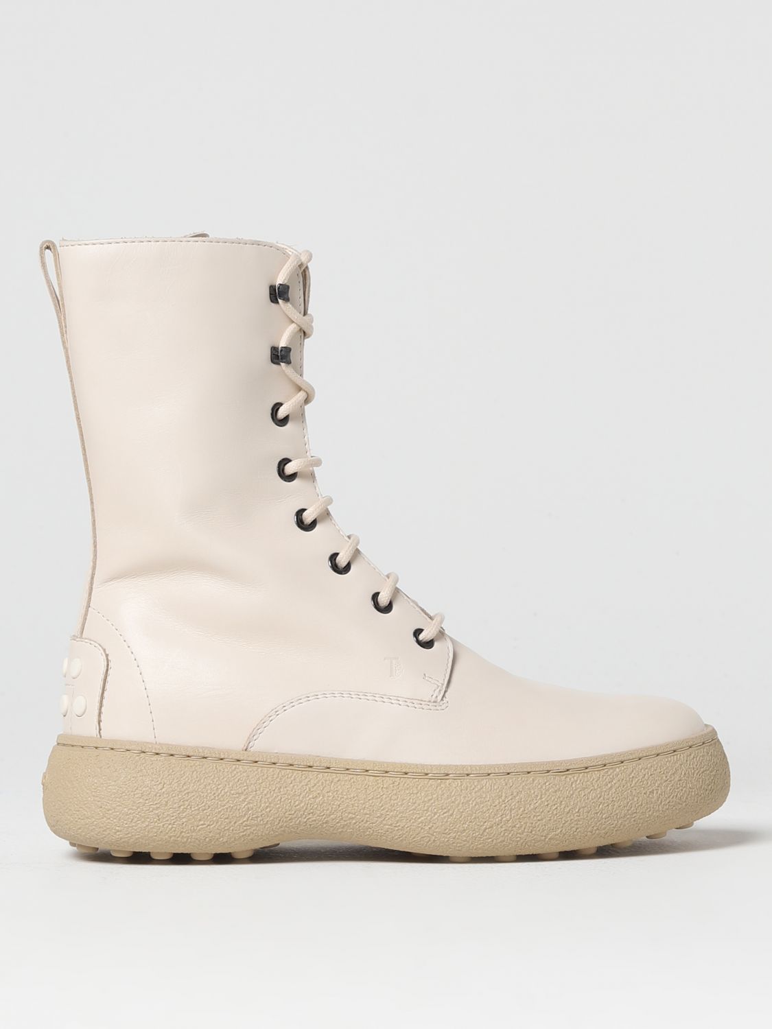 Shop Tod's Leather Ankle Boots In Cream