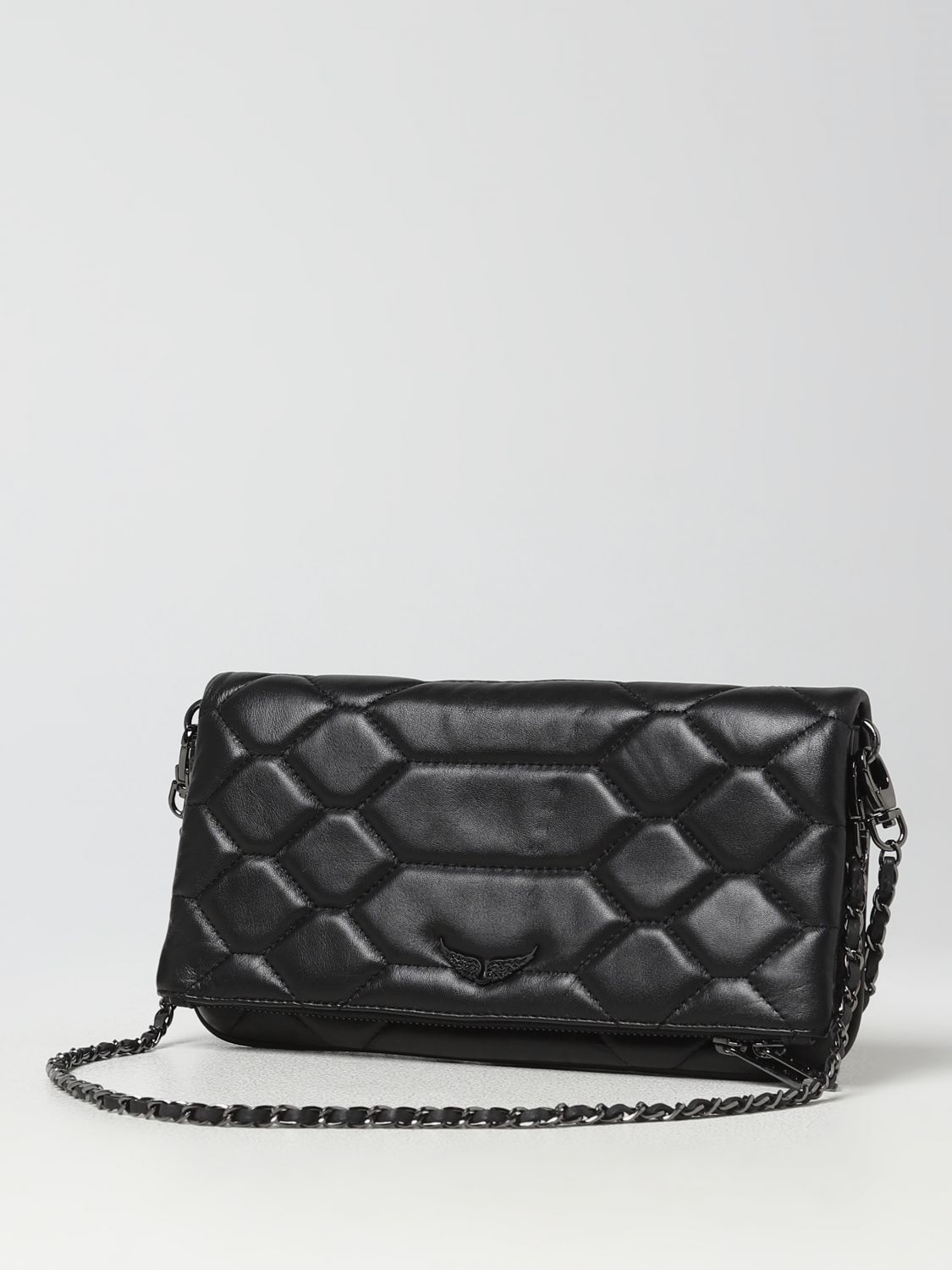 Zadig & Voltaire Rock Xl Quilted Clutch Bag in White