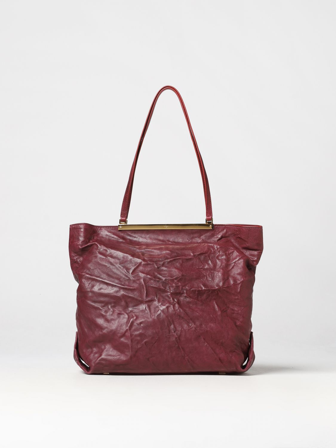 N°21 Barrette Bag In Wrinkled Leather In Burgundy