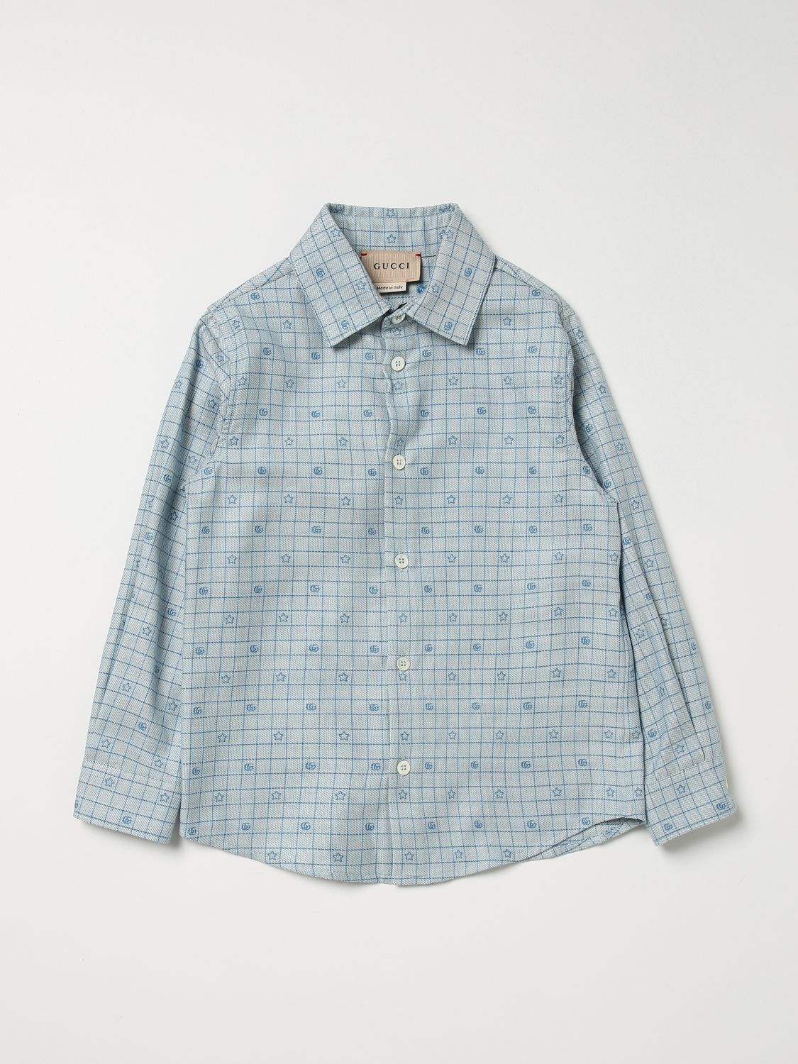 GUCCI: shirt in cotton - Blue  Gucci shirt 747306XWAYM online at