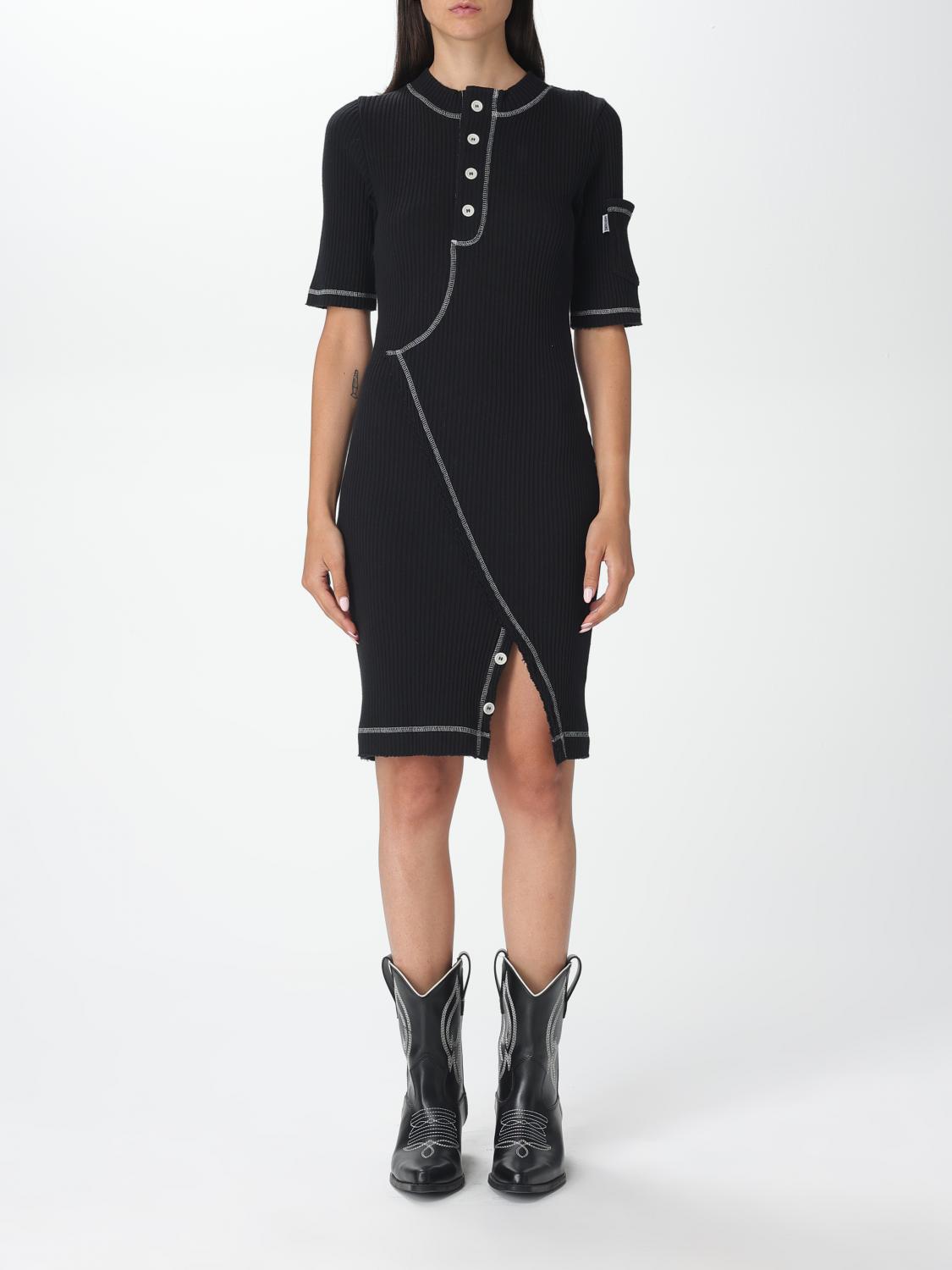 Moschino Black Button Minidress In Black
