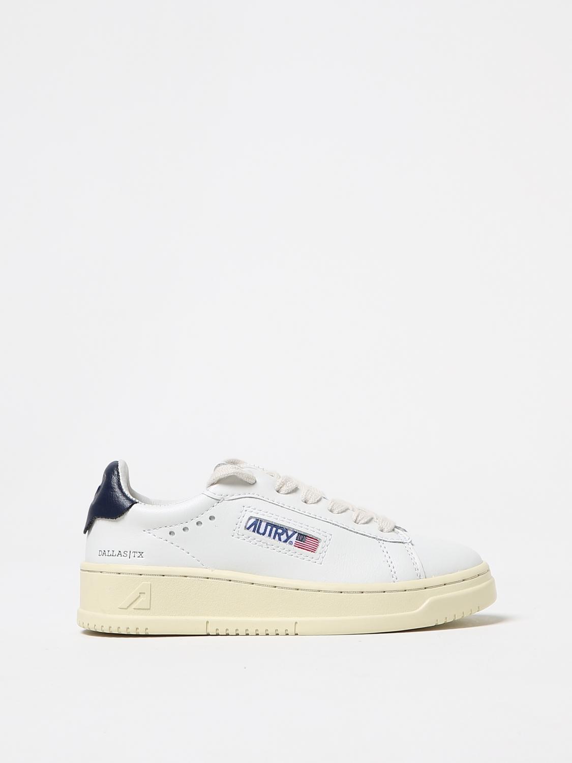 Autry White Sneakers For Kids With Black Logo In White