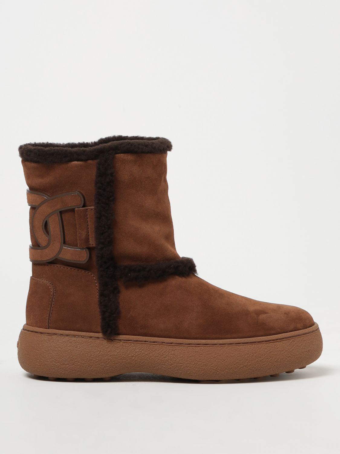 Tod's Kate Ankle Boots In Suede And Shearling In Brown