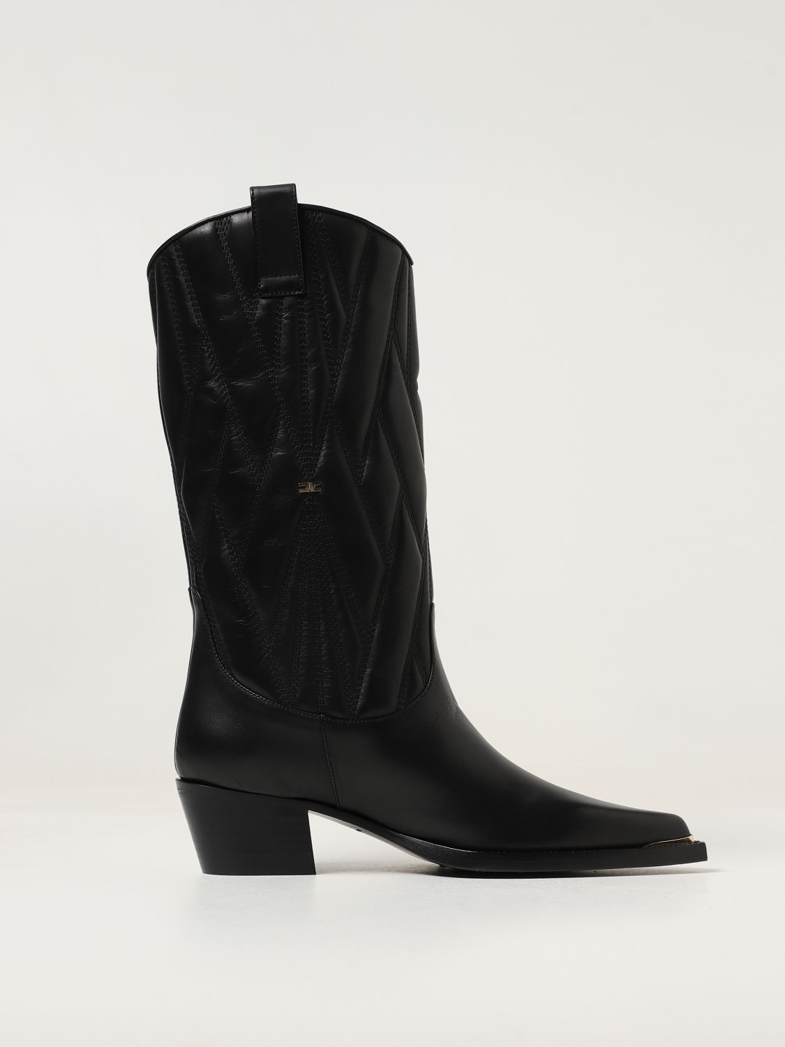 ELISABETTA FRANCHI: boots in quilted leather - Black | Elisabetta ...
