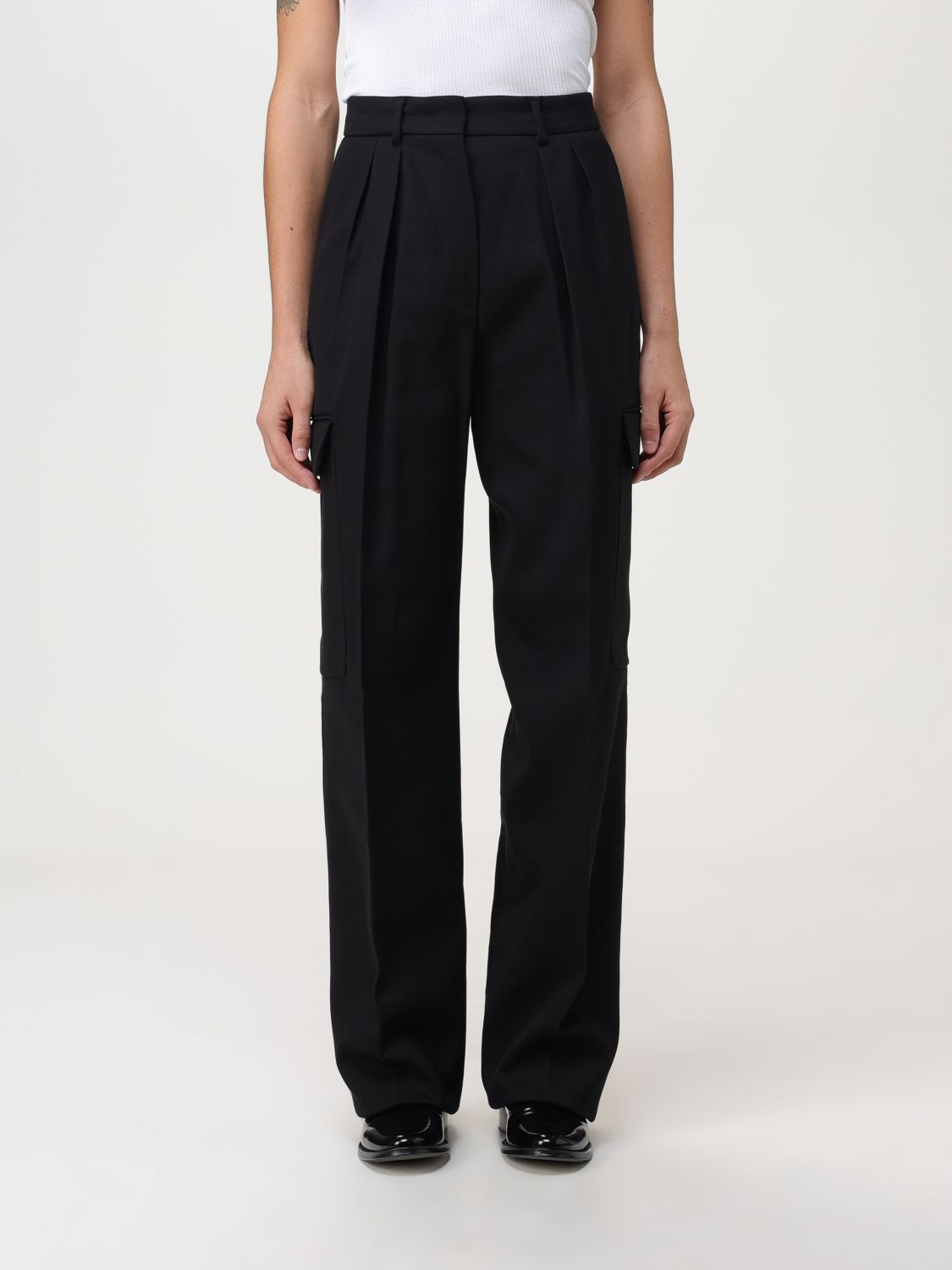 Sportmax Pants In Cotton Blend In Black