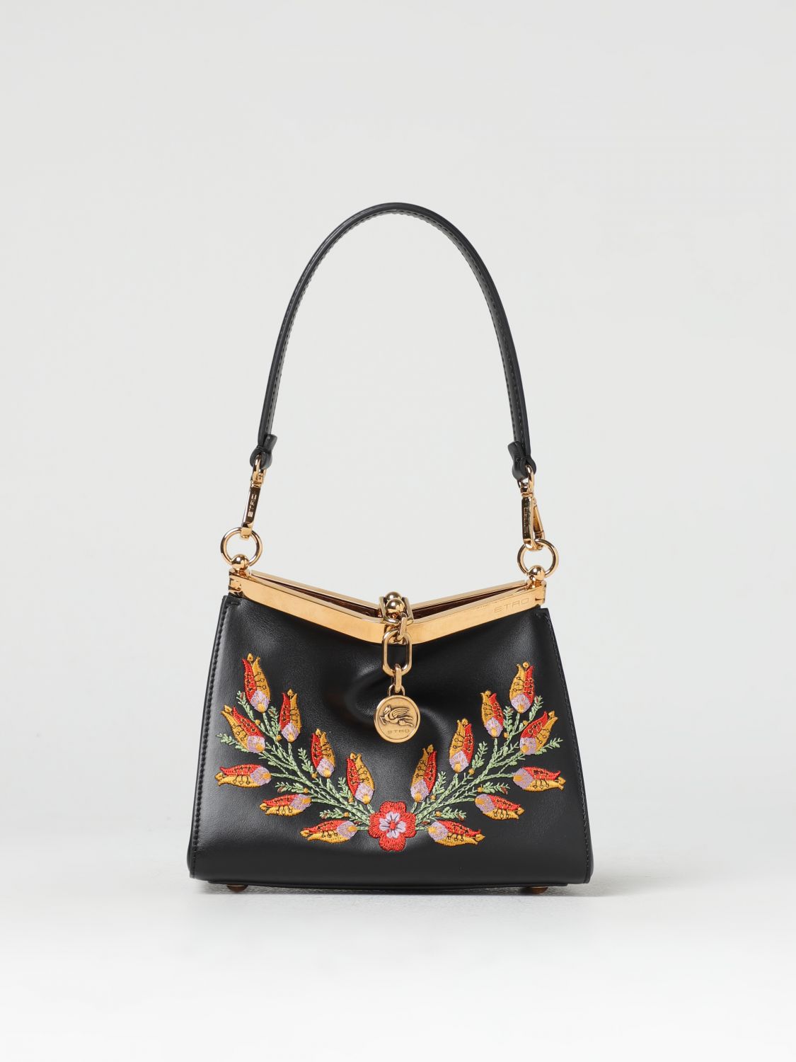 Small ETRO Essential Bag with Embroidery, Woman, Black