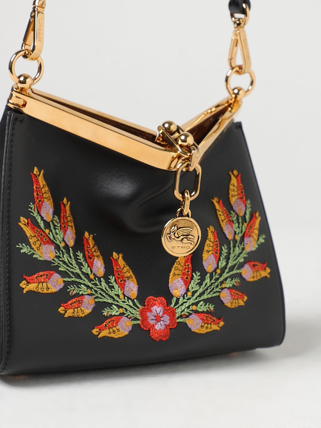 Small ETRO Essential Bag with Embroidery, Woman, Black