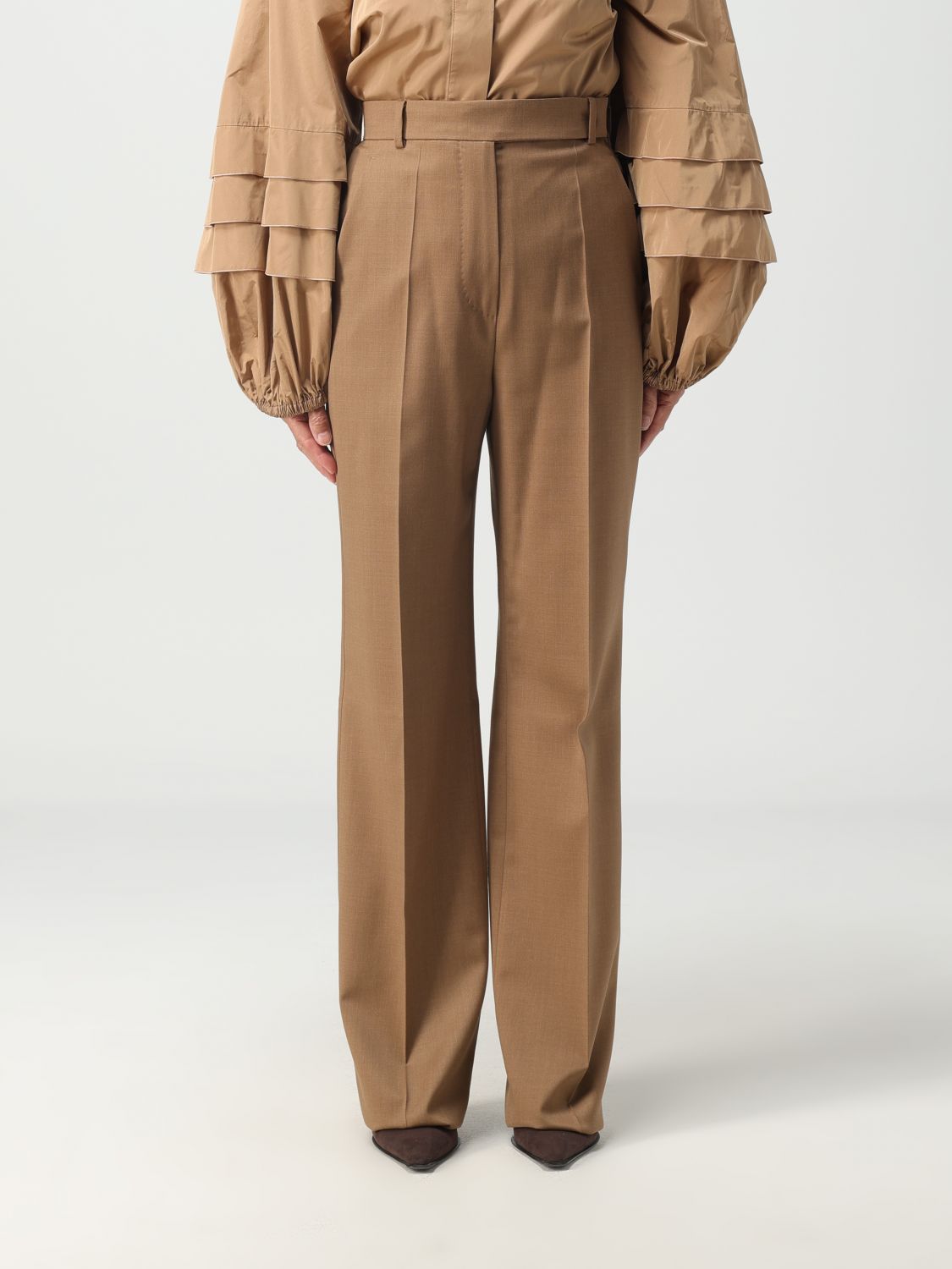 Max Mara Wool Pants In Brown