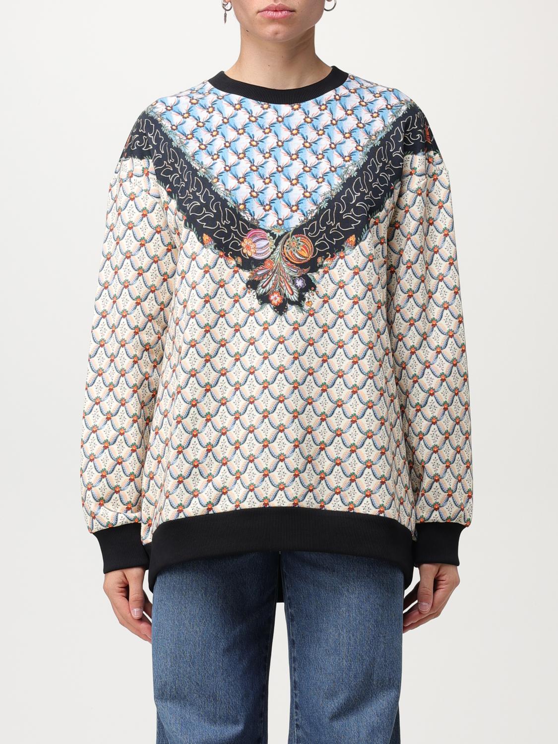 Etro Oversize Printed Crew Neck Sweatshirt Clothing In Blue