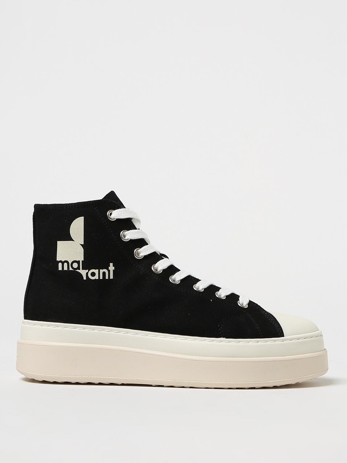Isabel Marant High-top Sneakers With Bold Logo And Creamy Sole In Black