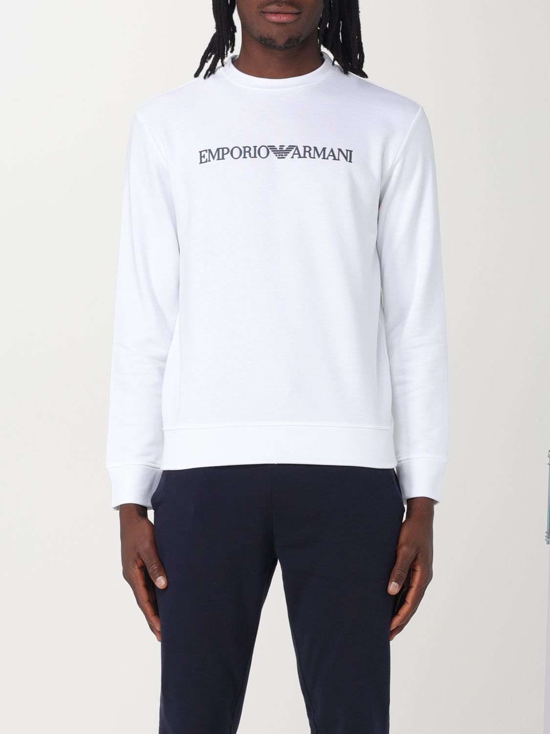 Shop Emporio Armani Sweatshirt In Jersey With Logo Print In White