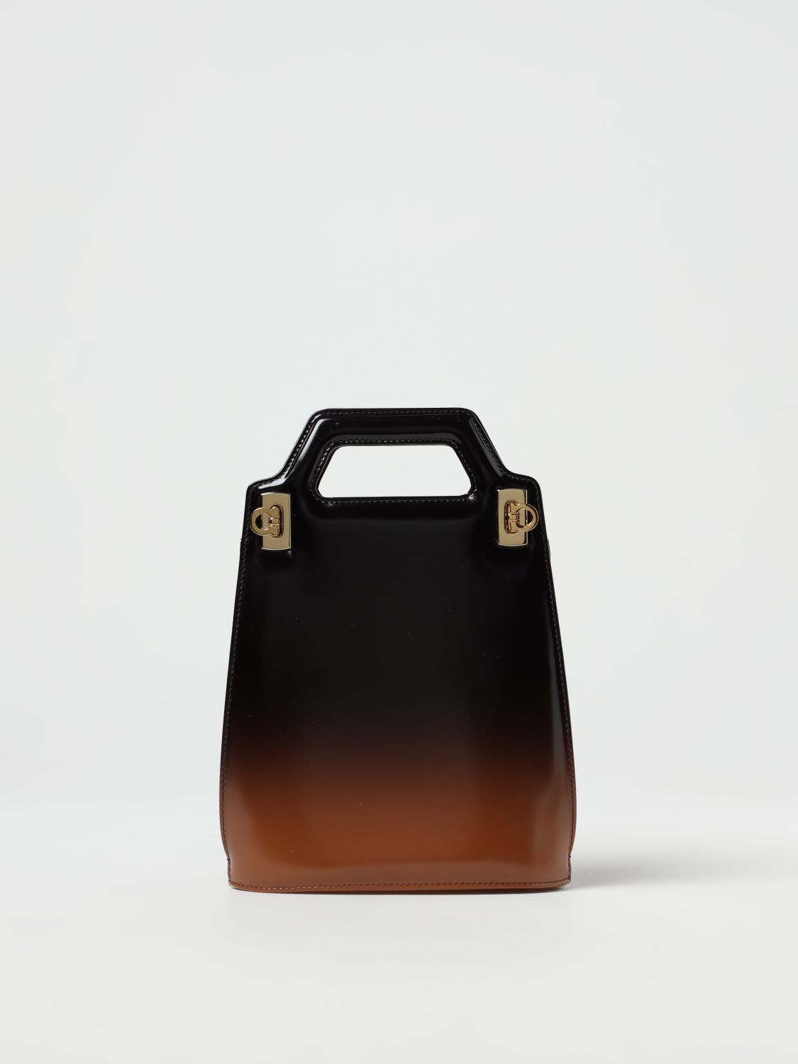 Shop Ferragamo Wanda Bag In Smoked Brushed Leather