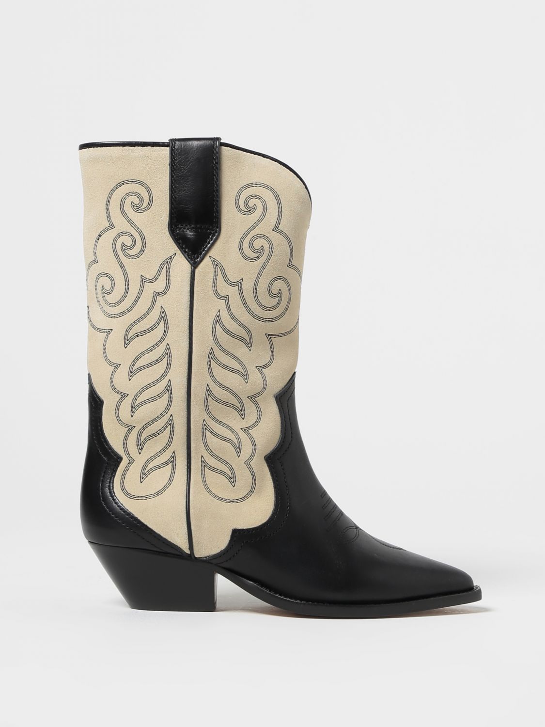 Shop Isabel Marant Duerto Leather Ankle Boots With Embroidery In Black 2