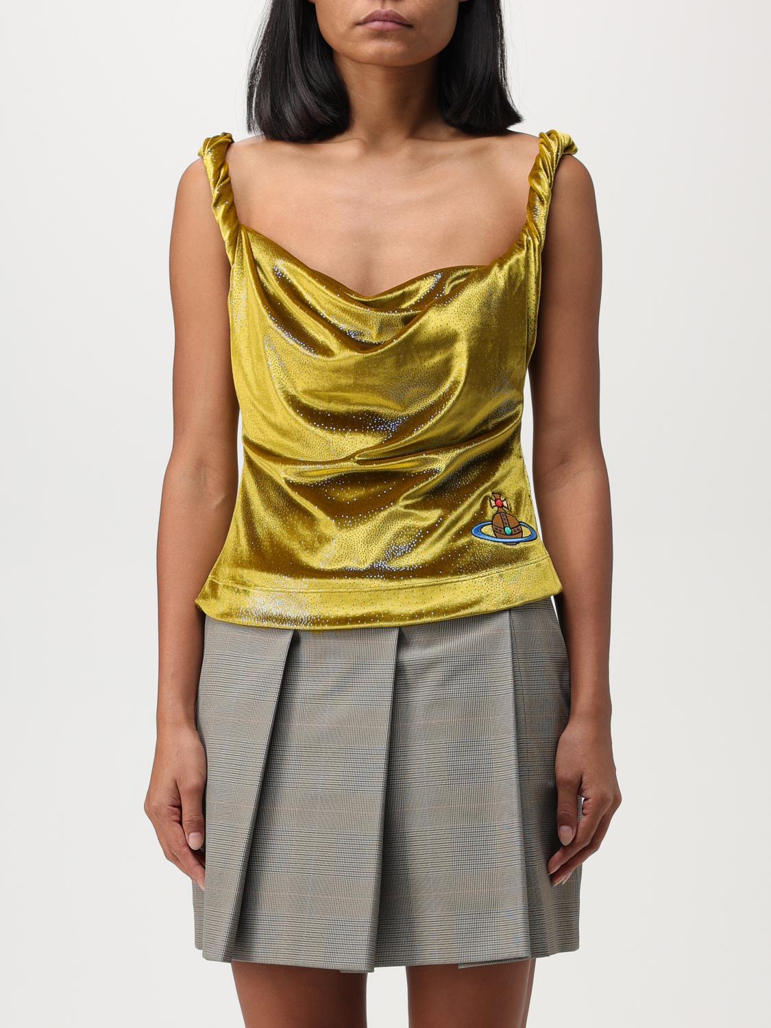 Vivienne Westwood Orb-embroidery Velvet Top In Gold