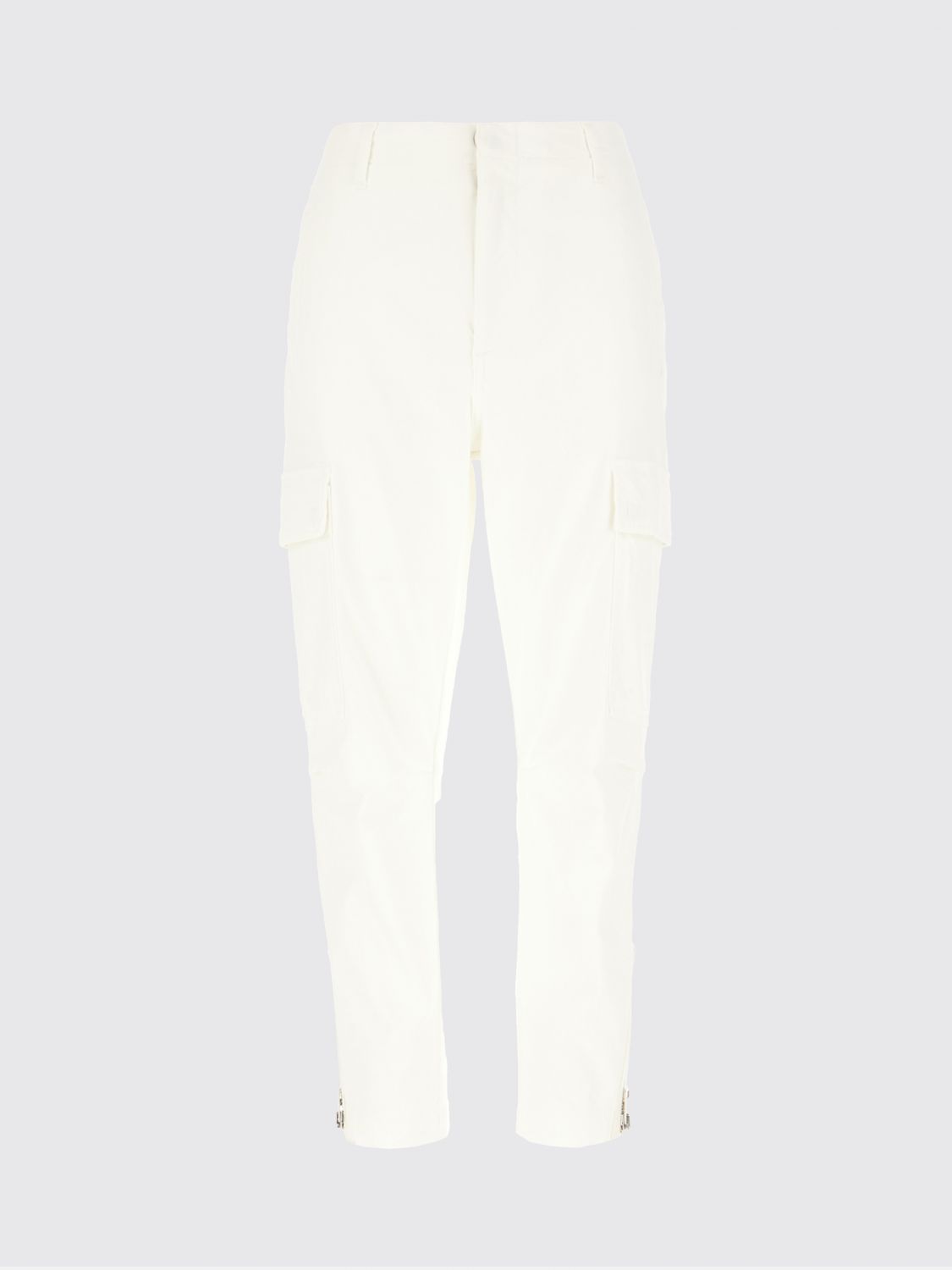 Dondup Tight-fitting Cargo Pants In Stretch Cotton In White
