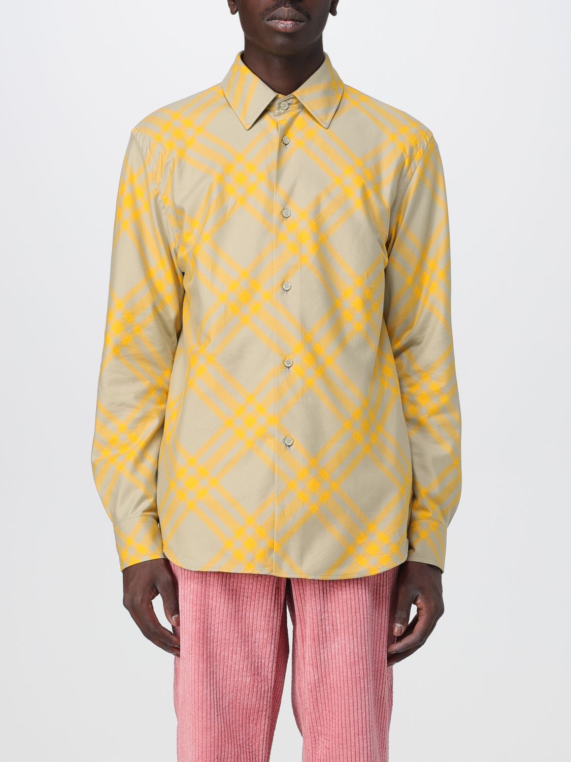 Shop Burberry Shirt In Cotton Flannel In Beige