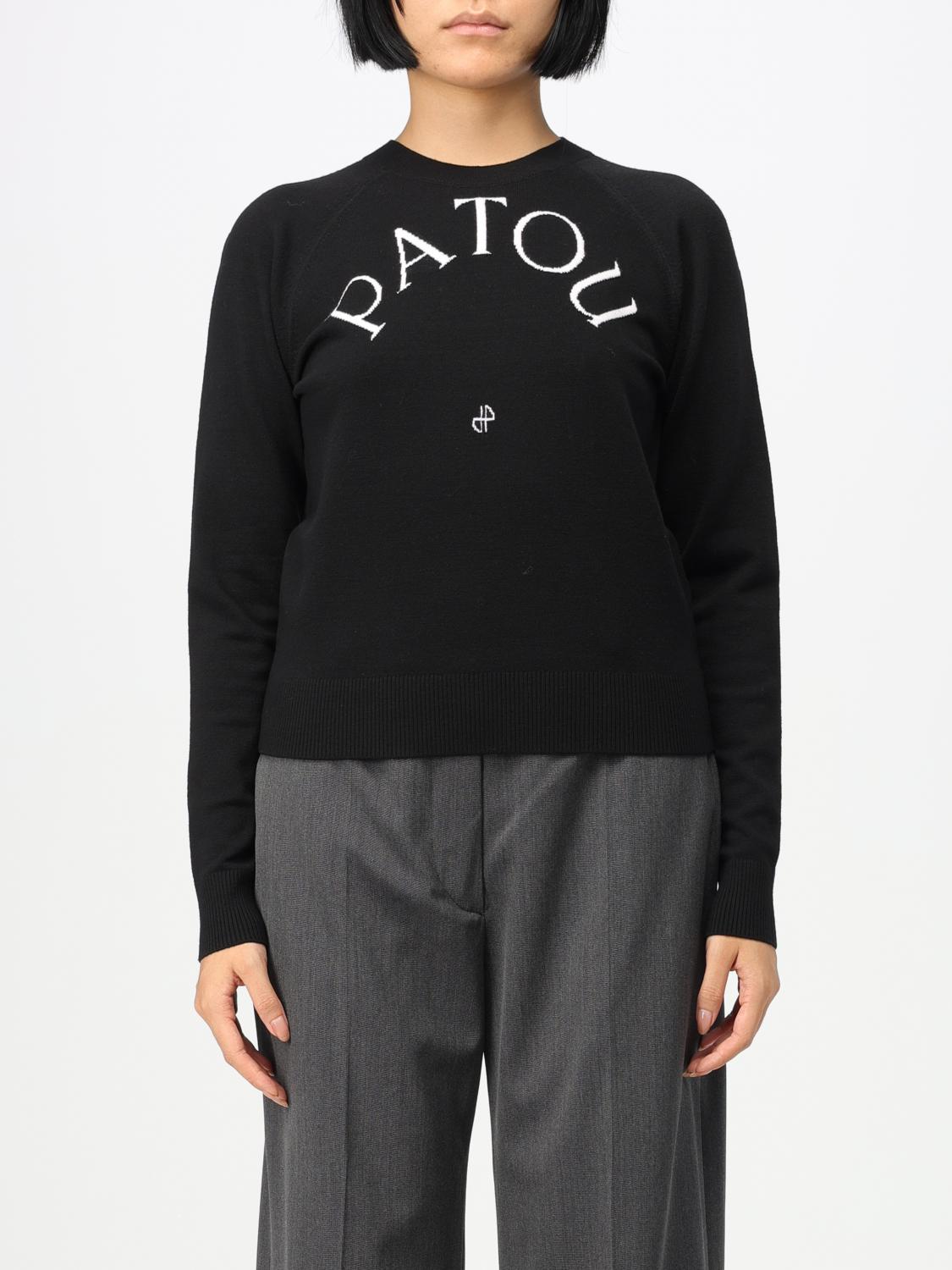 Patou Wool Sweater With Logo In Black