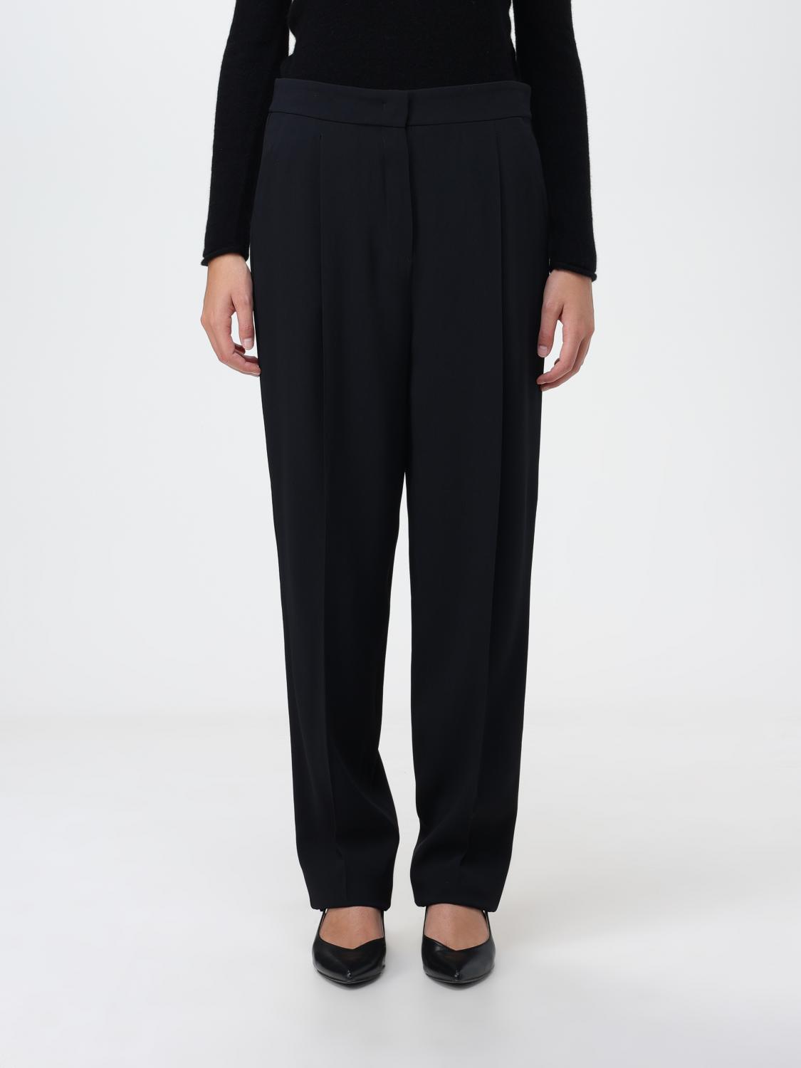 Emporio Armani Γυναικών Μαύρο Viscose Blend Trousers