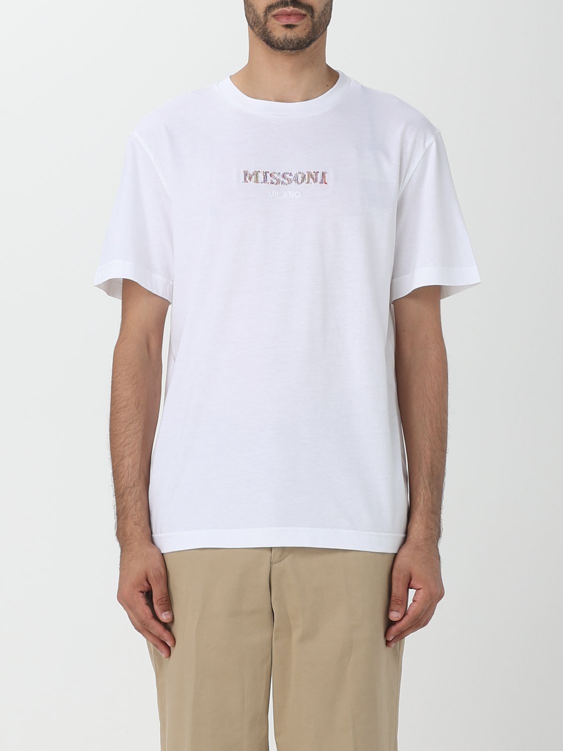 Shop Missoni Cotton T-shirt With Embroidery In White