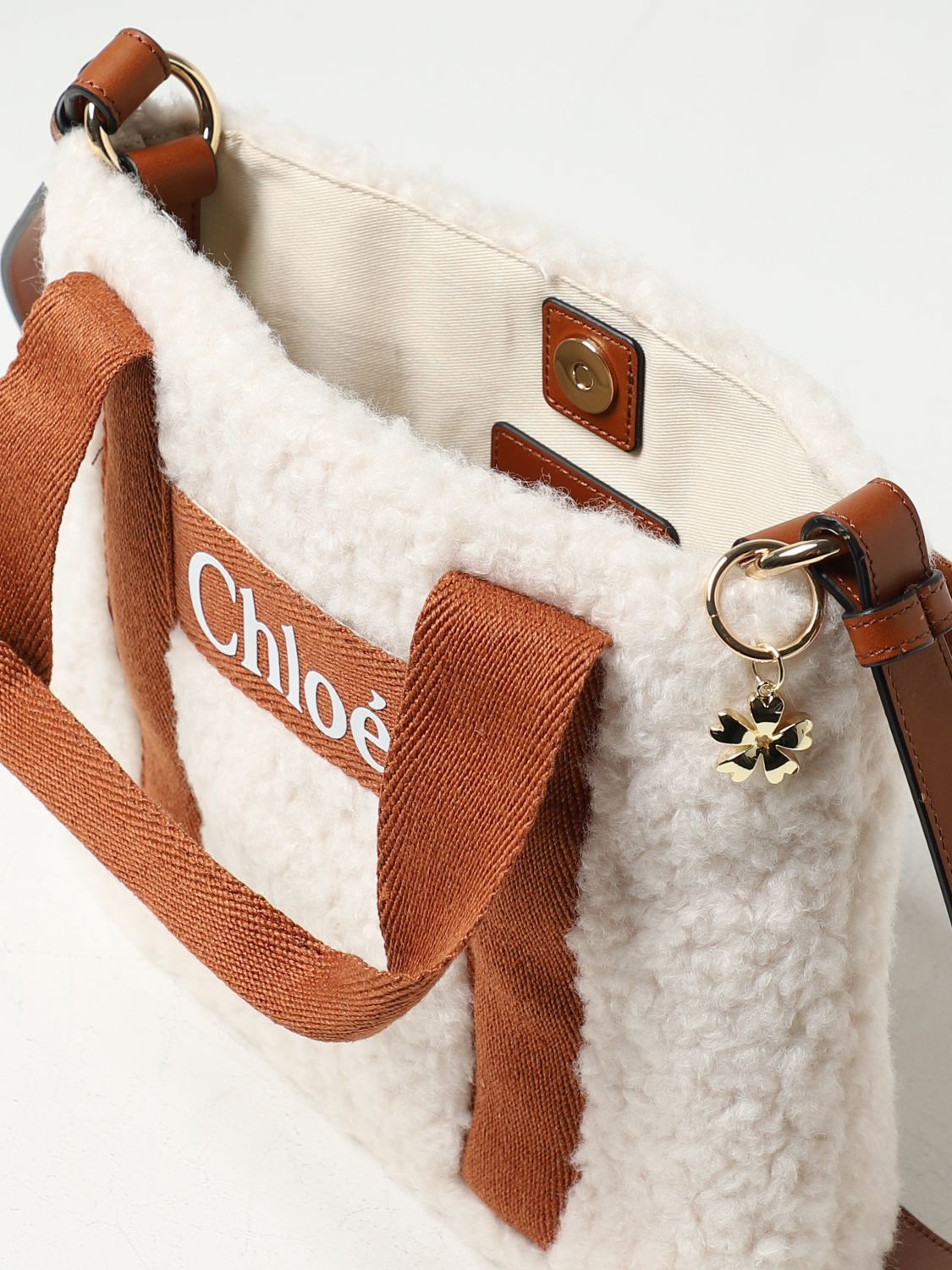 Chloé Shearling Bag with Logo