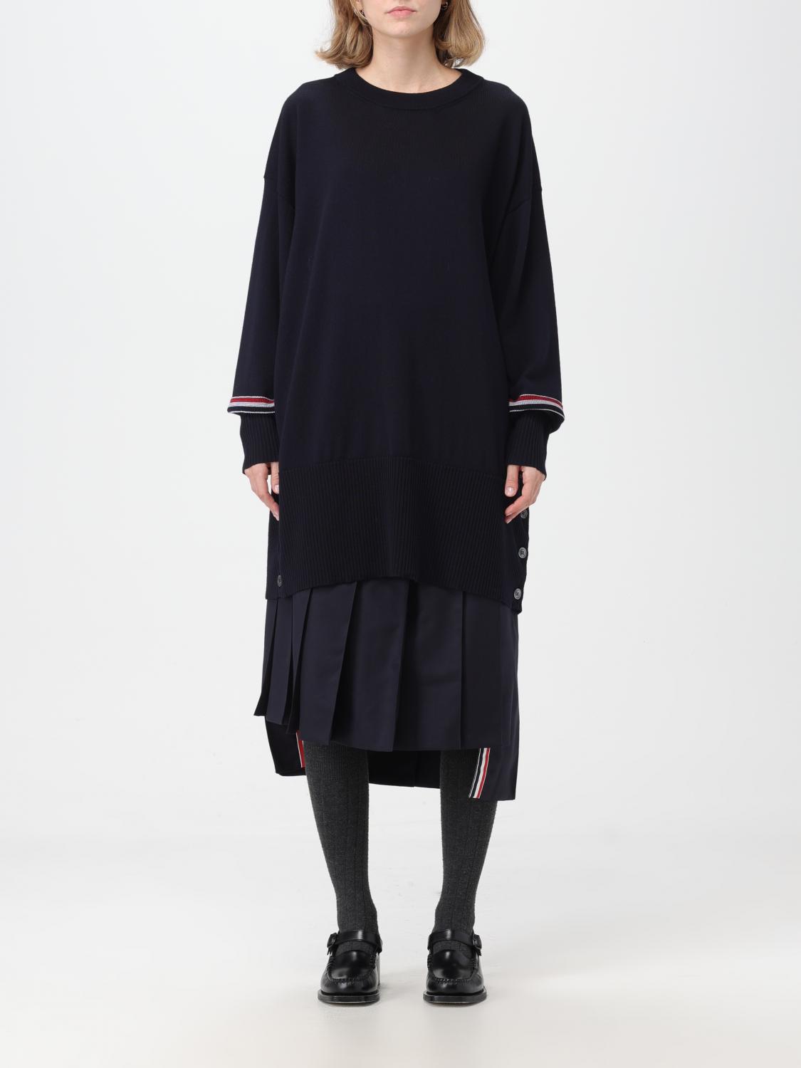 Thom Browne Oversized Wool Sweater In Navy